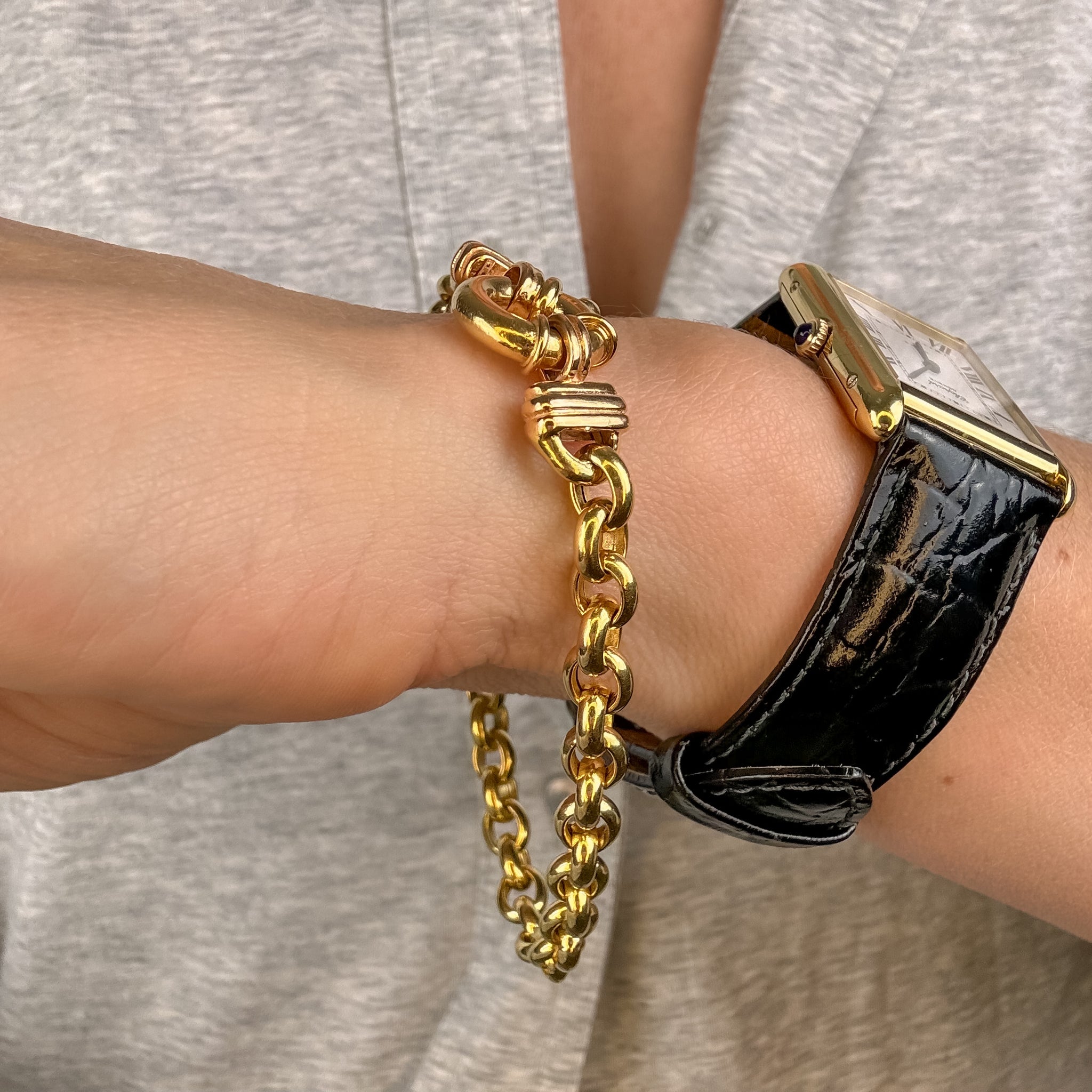 8" Fancy Clasp Rolo Chain Bracelet