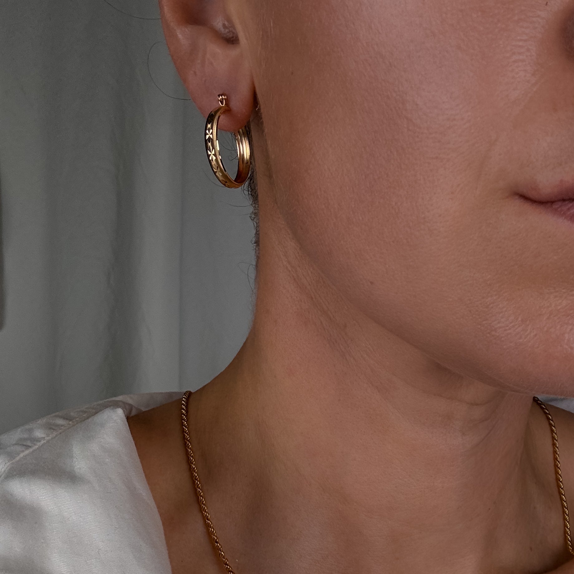 24.1 mm Etched Gold Hoops
