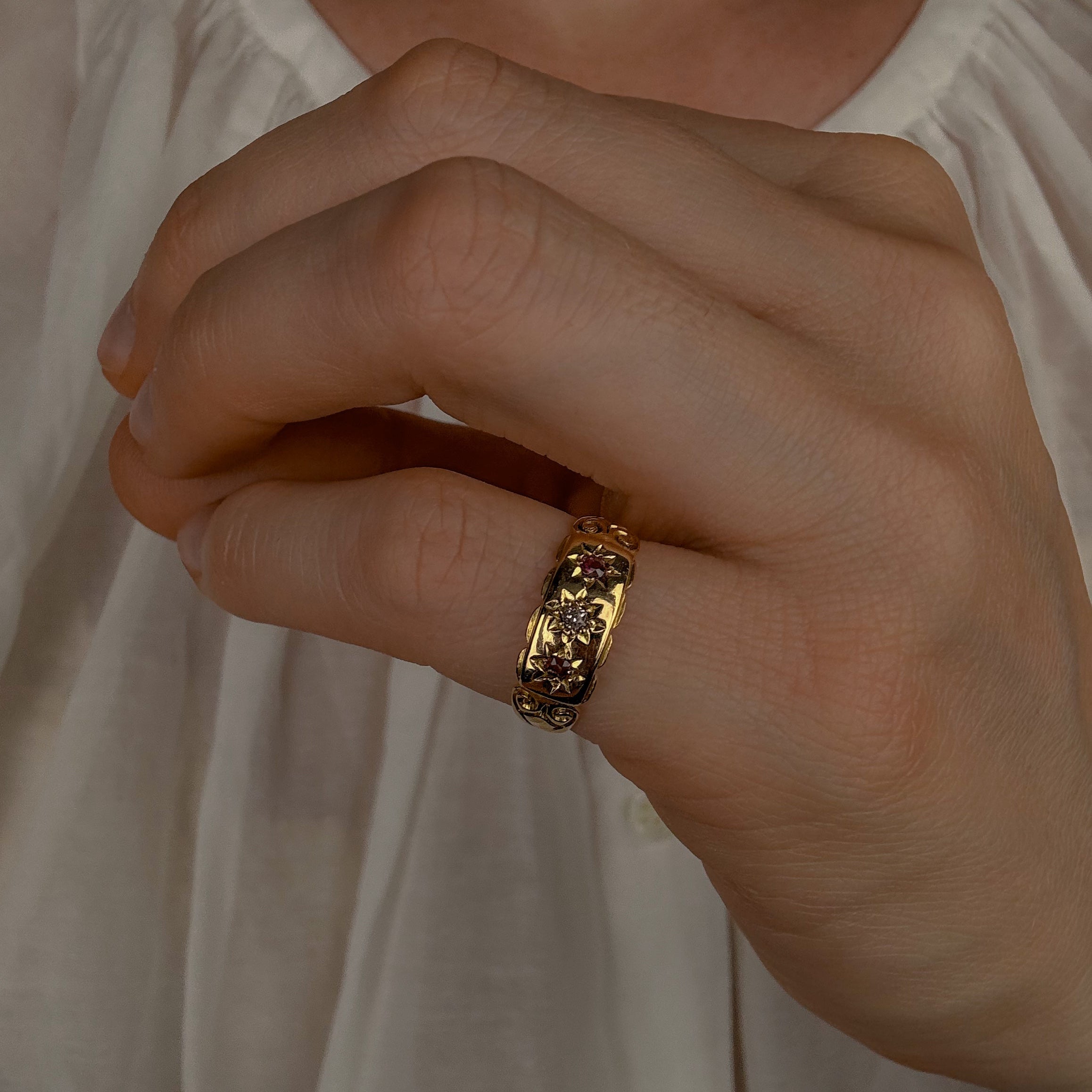 Antique Ruby and Diamond Trilogy Ring