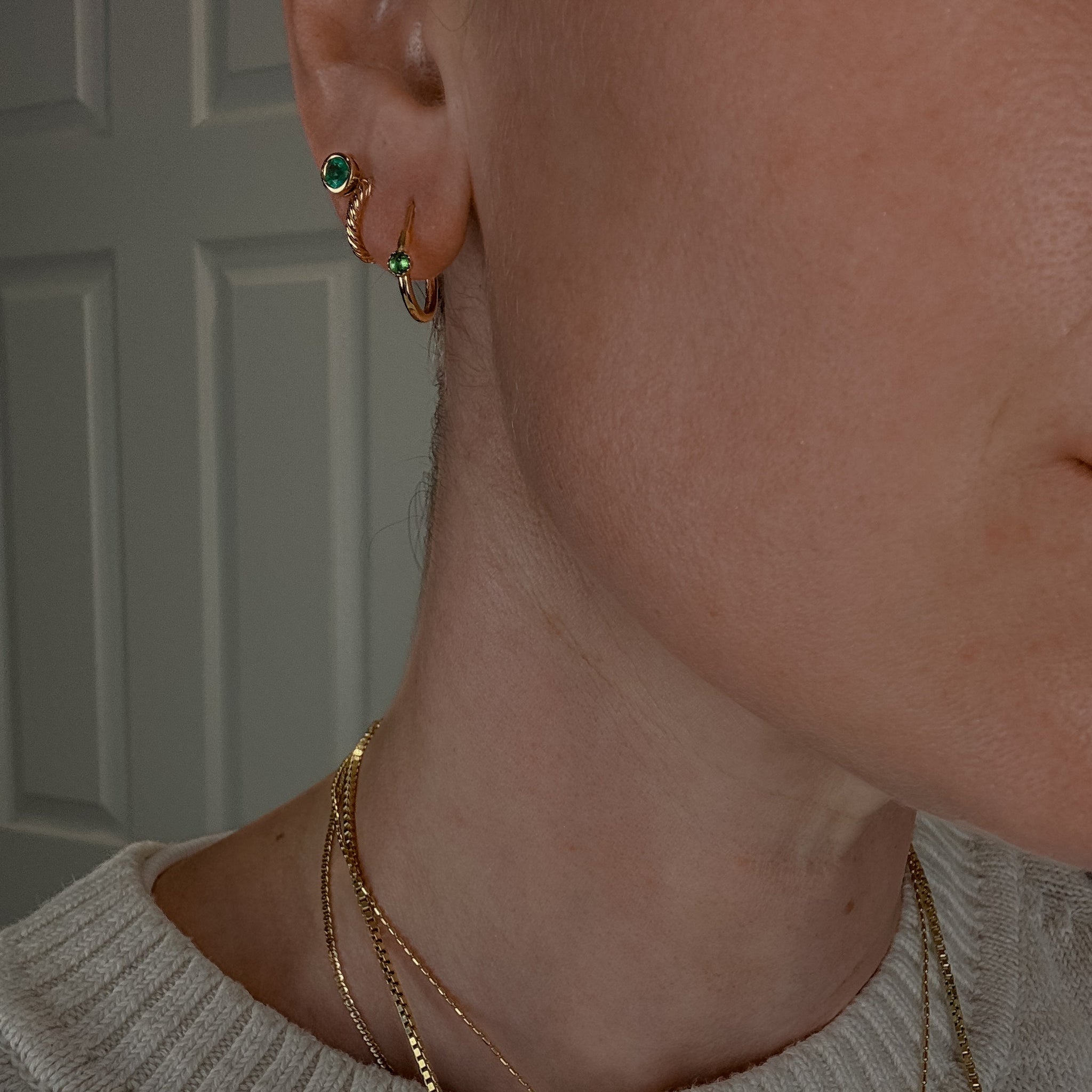 16.3mm Emerald Drop Hoops