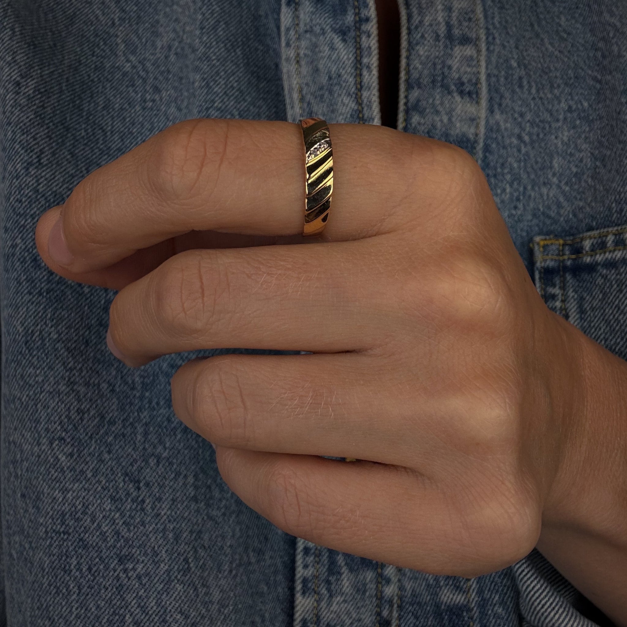 Subtly Sculptural Diamond Band