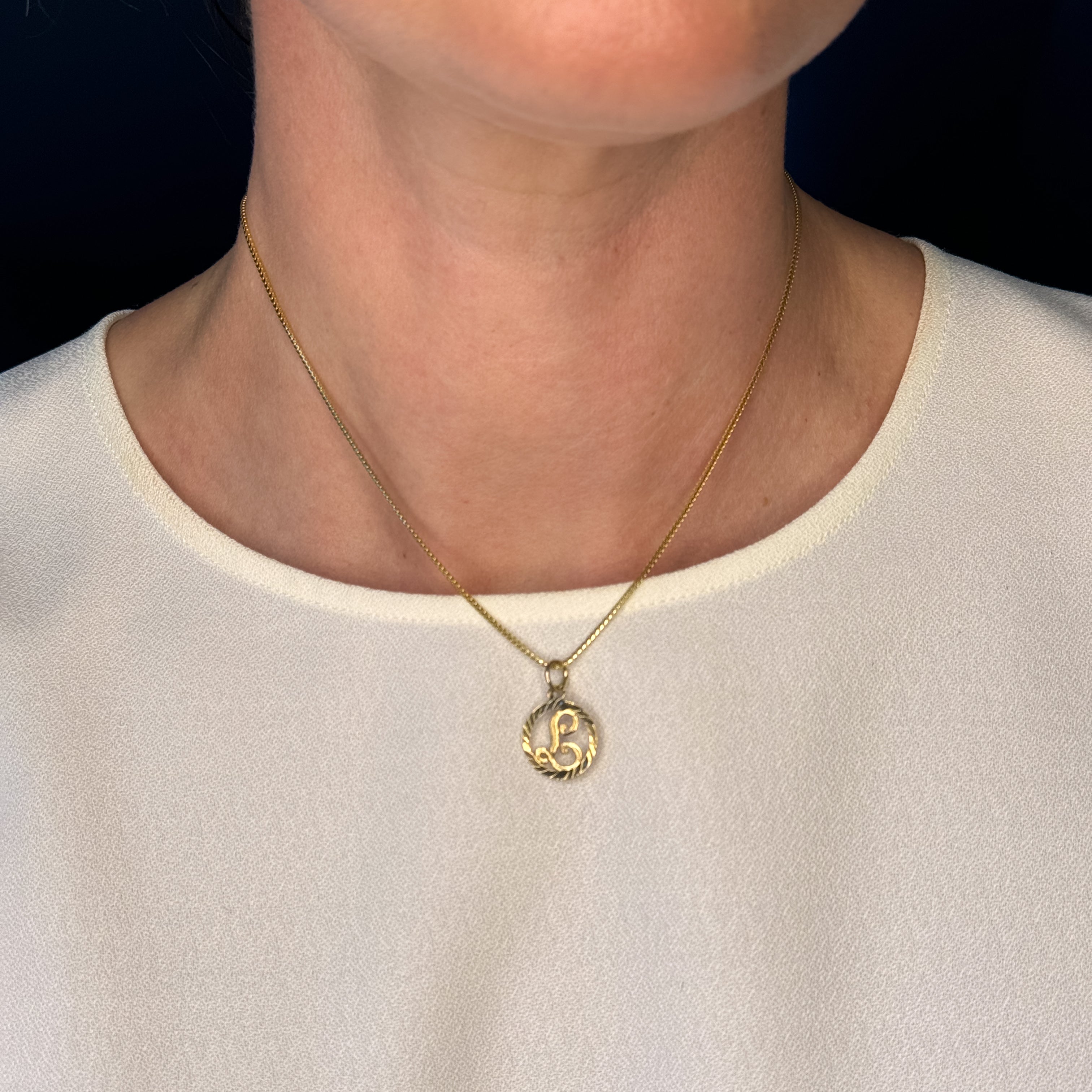 vintage gold Circular 'L' Charm