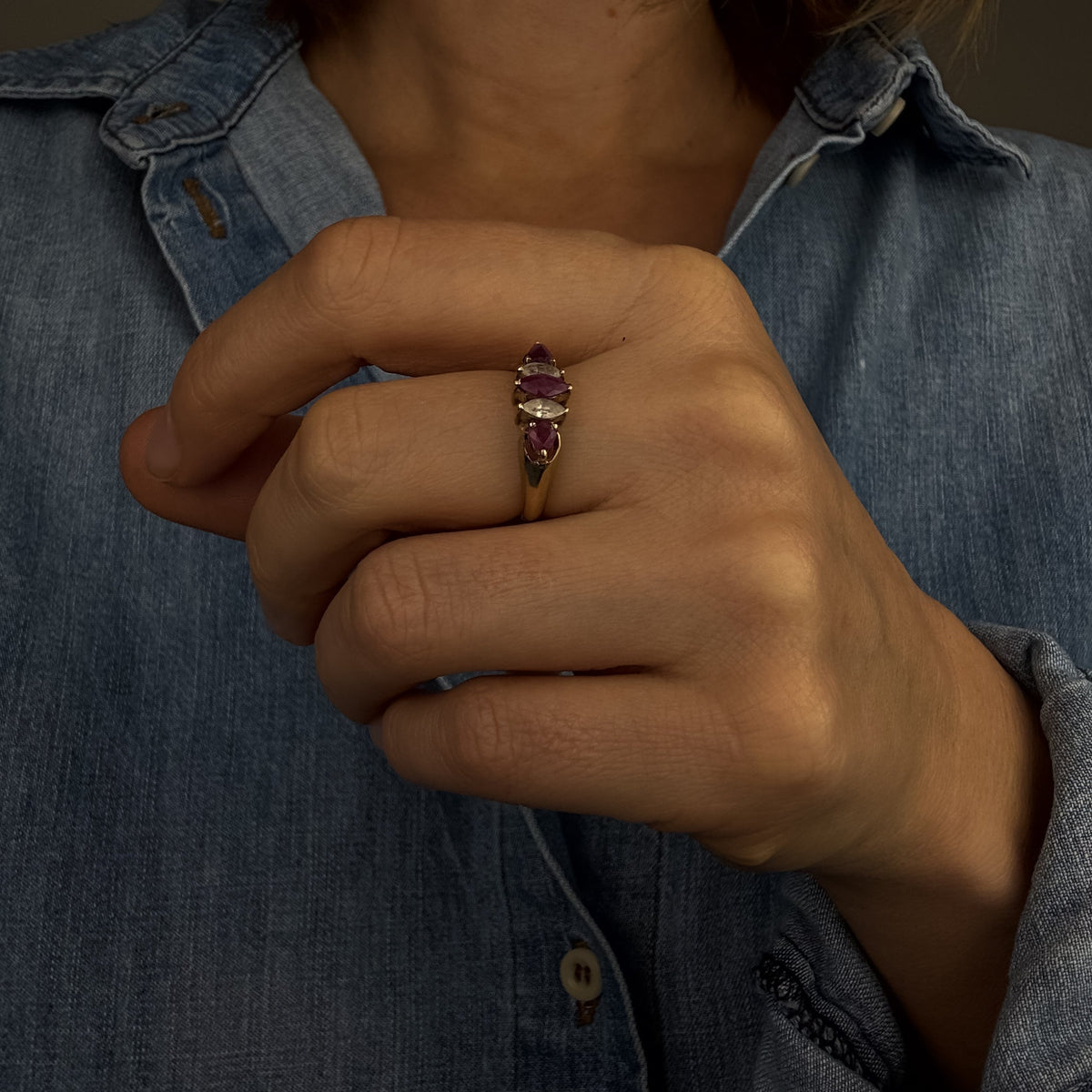 Ruby and White Topaz Ring