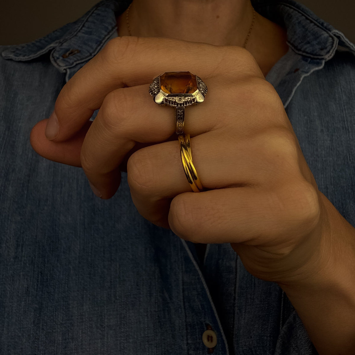 White Gold Citrine Ring