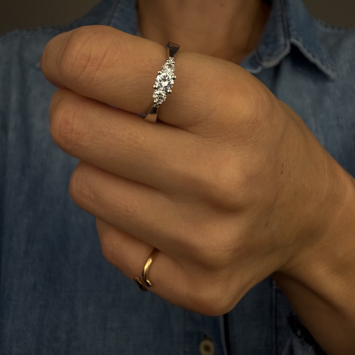 White Gold Five Stone Diamond Ring