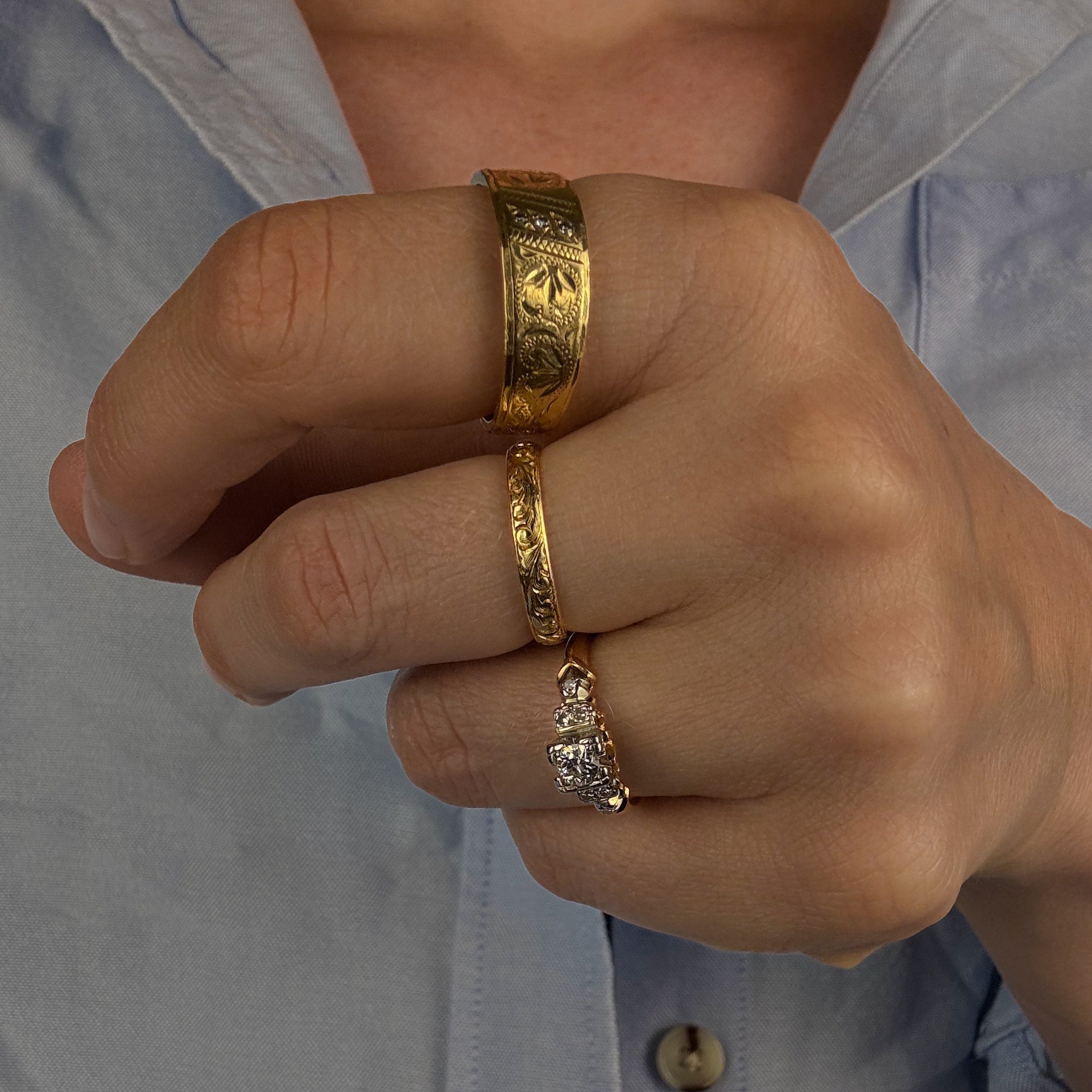 3.1mm Wave Etched Band