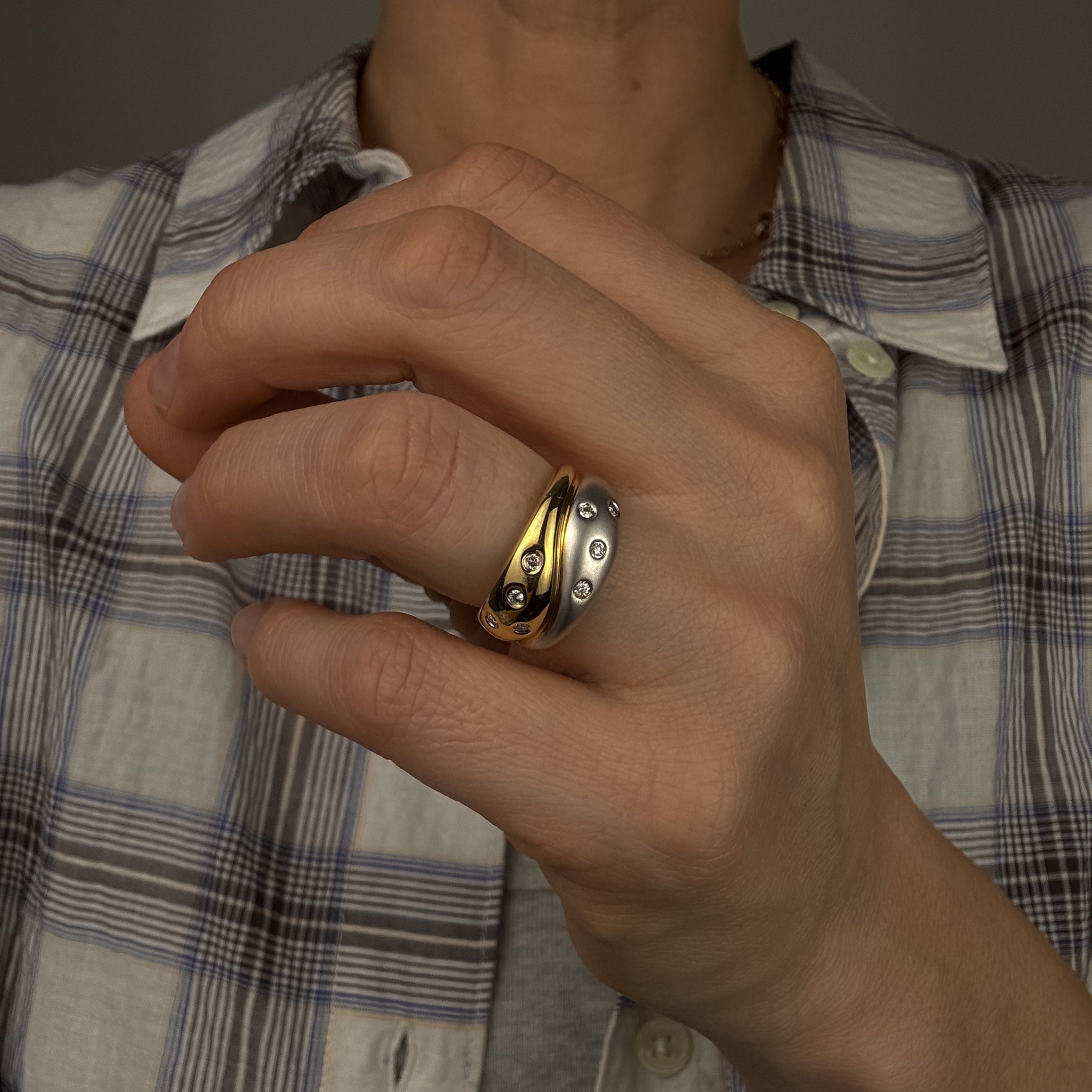 Two-Tone Diamond Bypass Ring