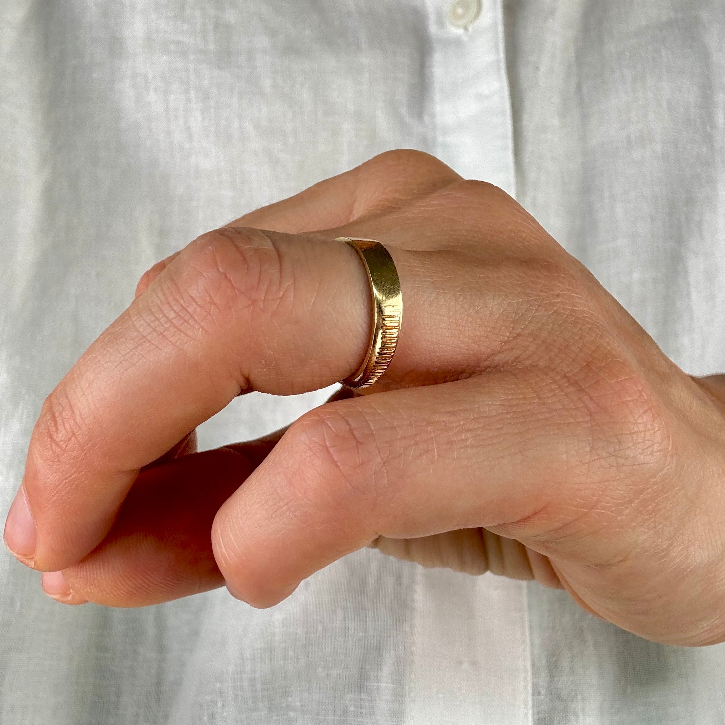 Textured Gold Band with Smooth Back