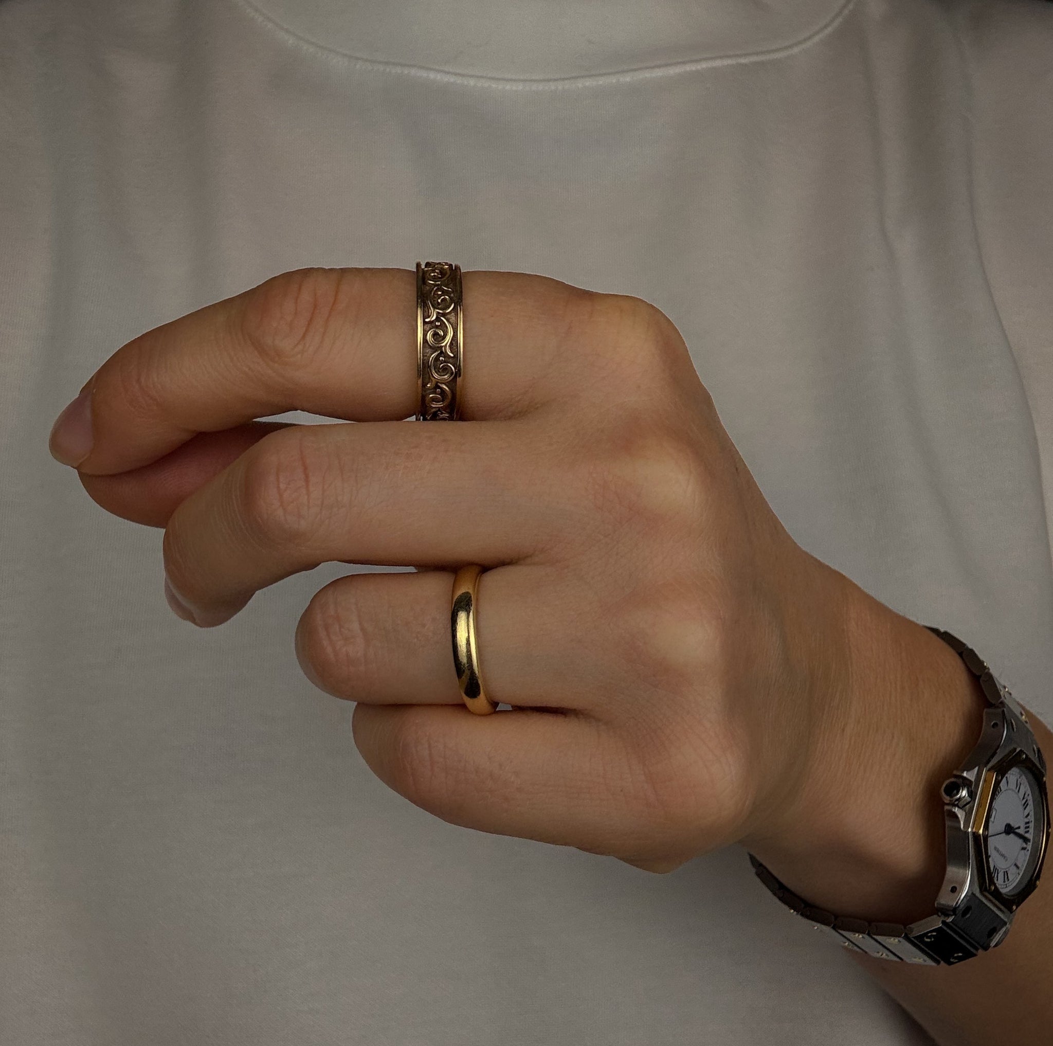 Wave Carved Gold Band