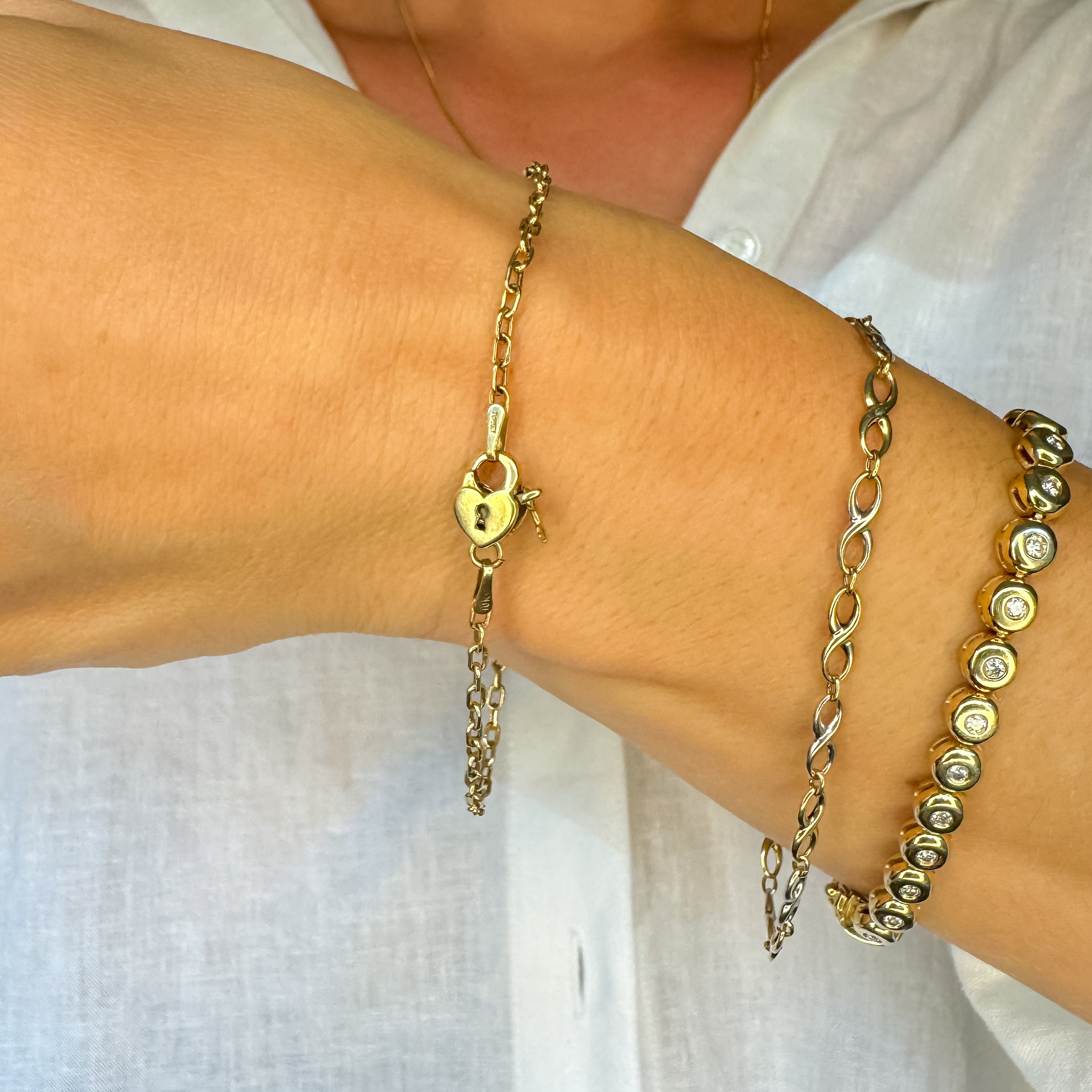 Cable Link Bracelet with Heart Clasp