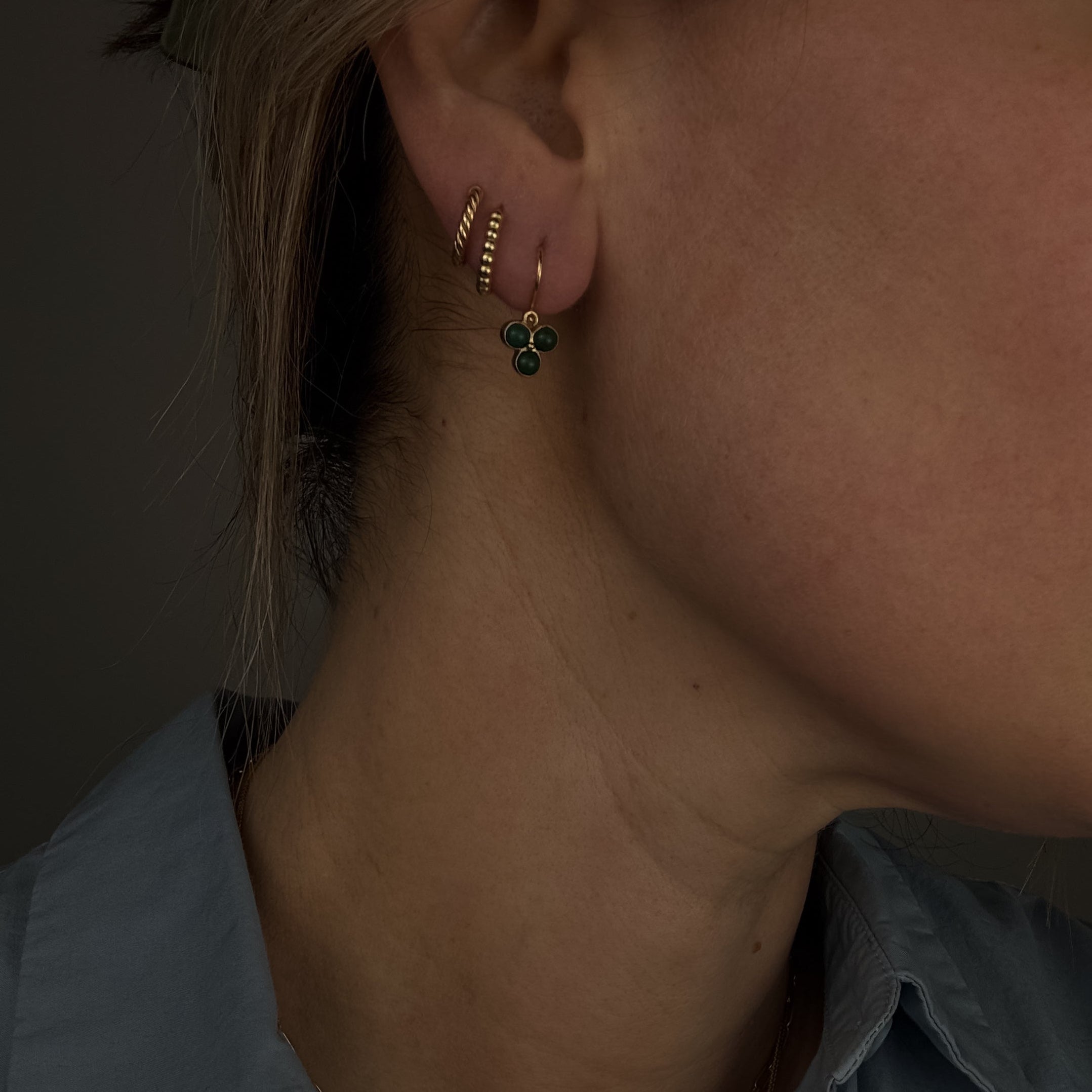 Chalcedony Drop Hoop Earrings