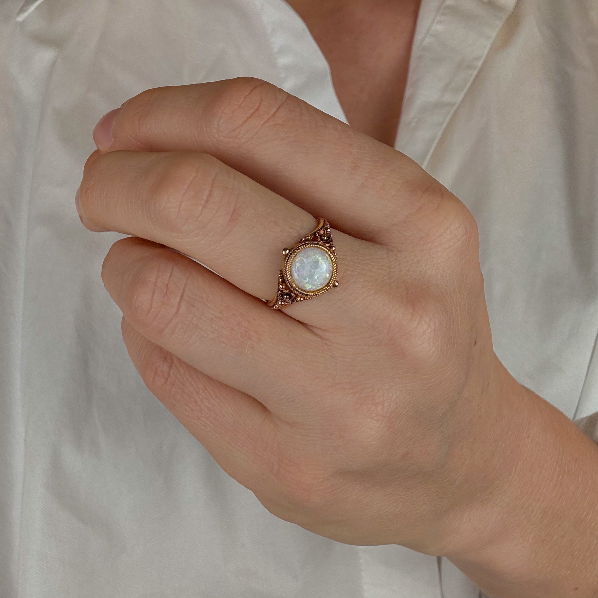 Antique Opal Orange Blossom Ring