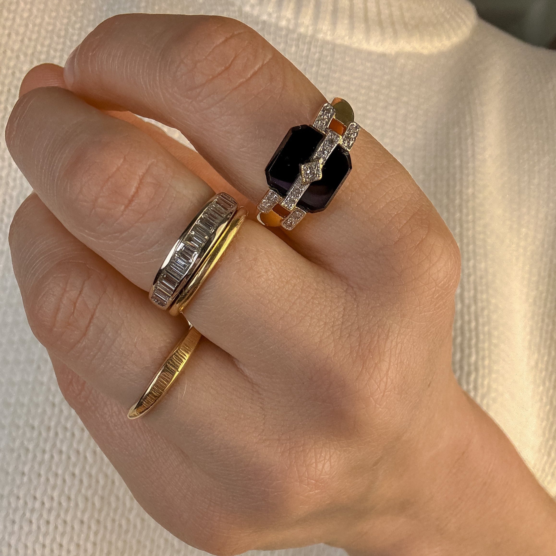 Onyx and Diamond Ring