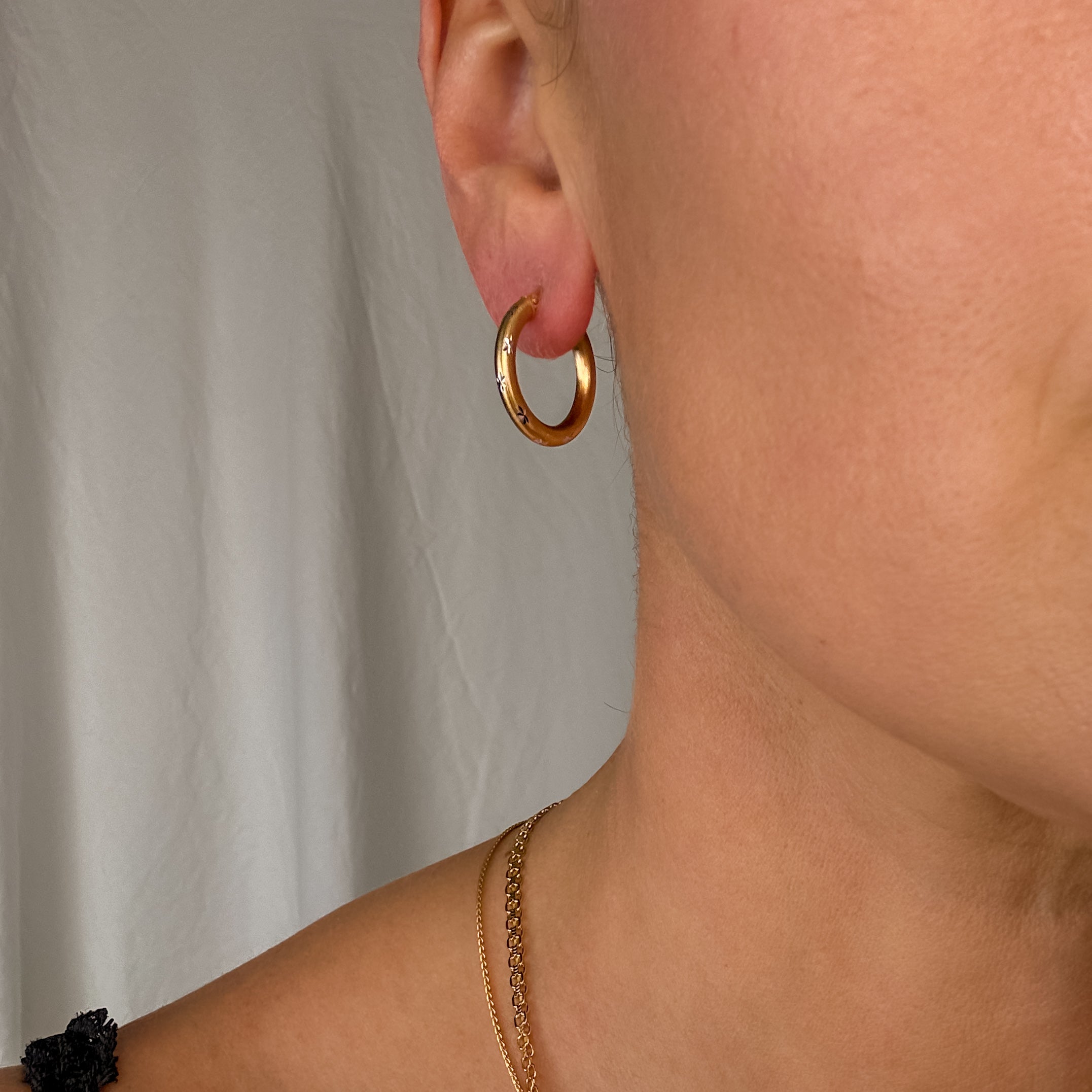 22 mm Star Etched Gold Hoops