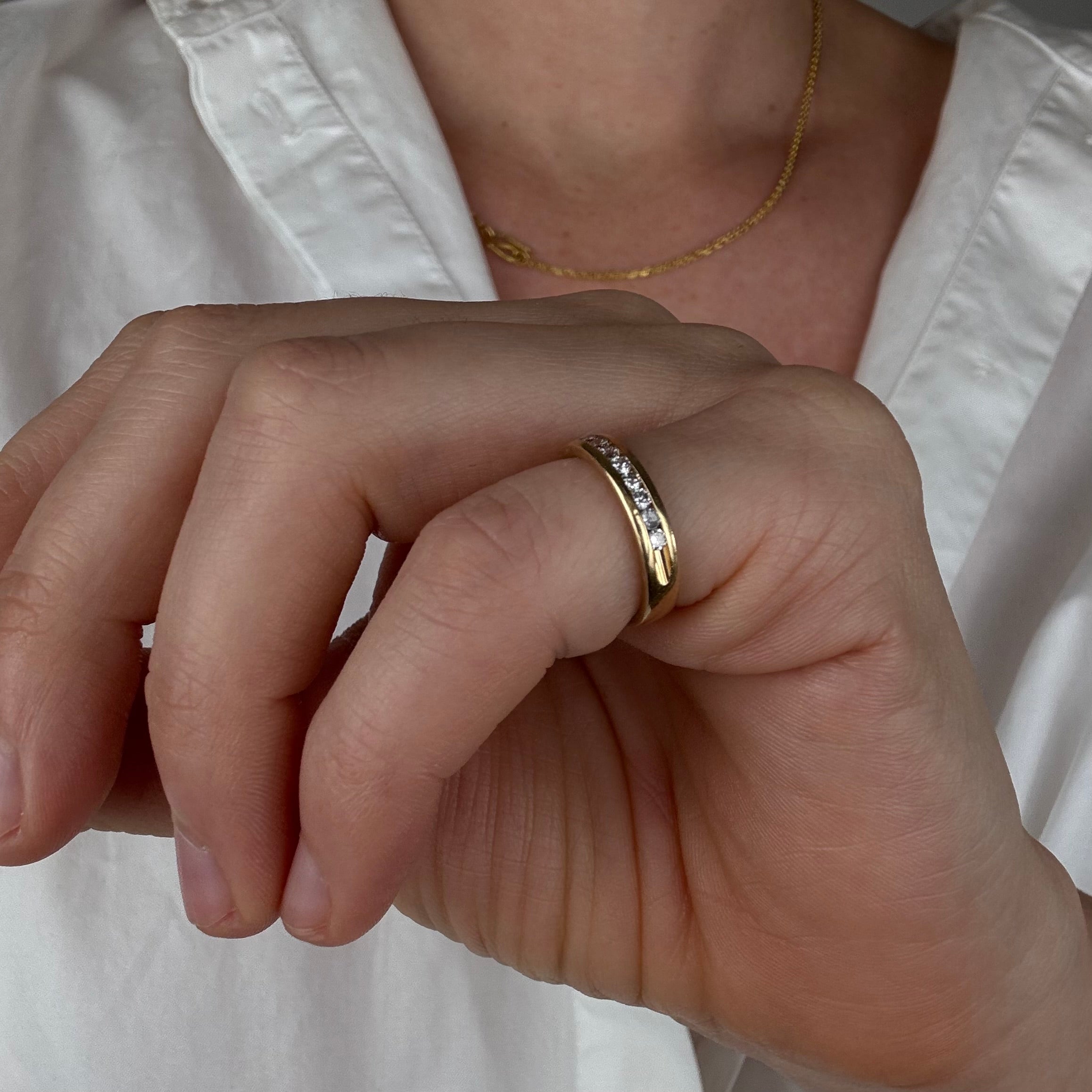 Channel Set Diamond Pinky Ring