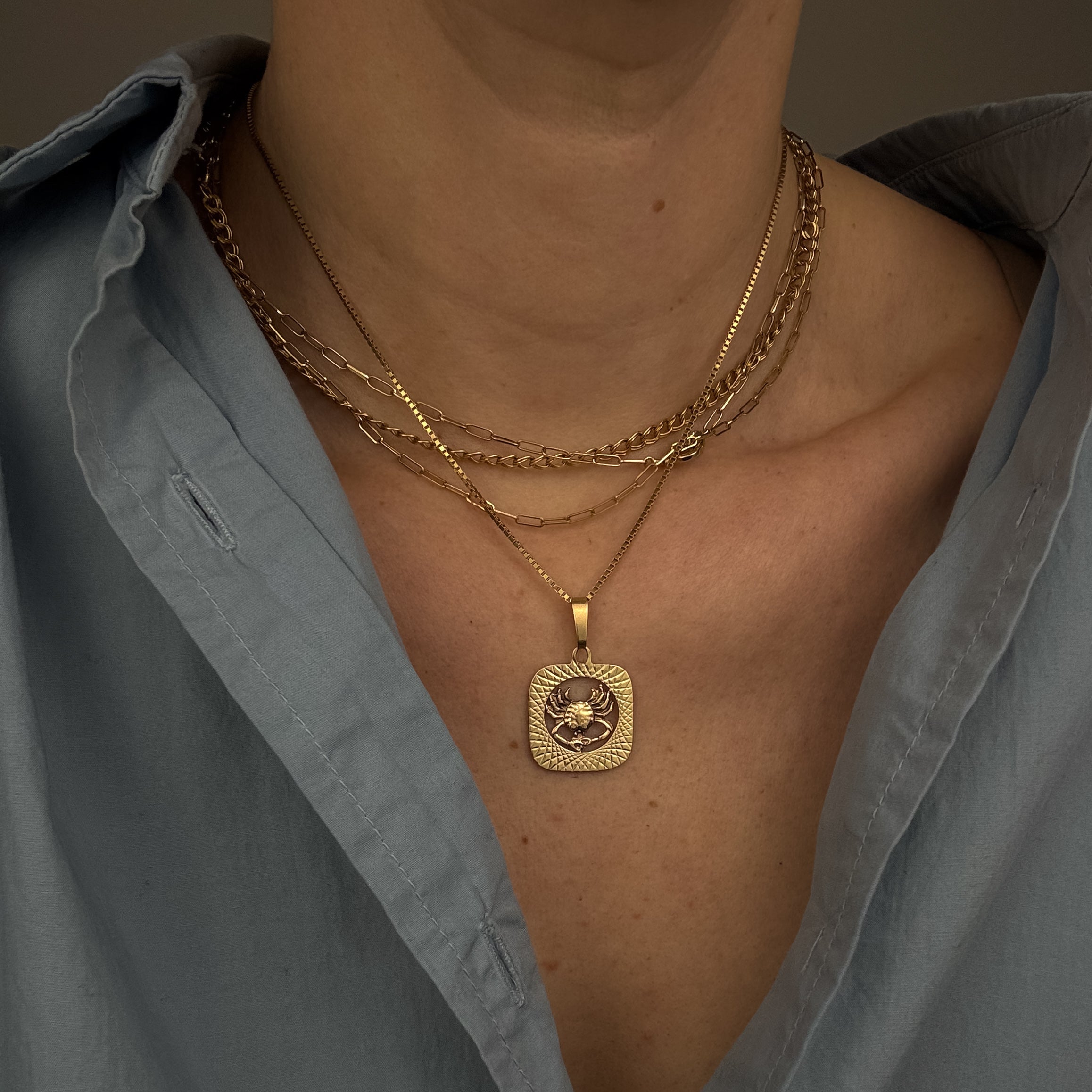 Square Cancer Zodiac Charm