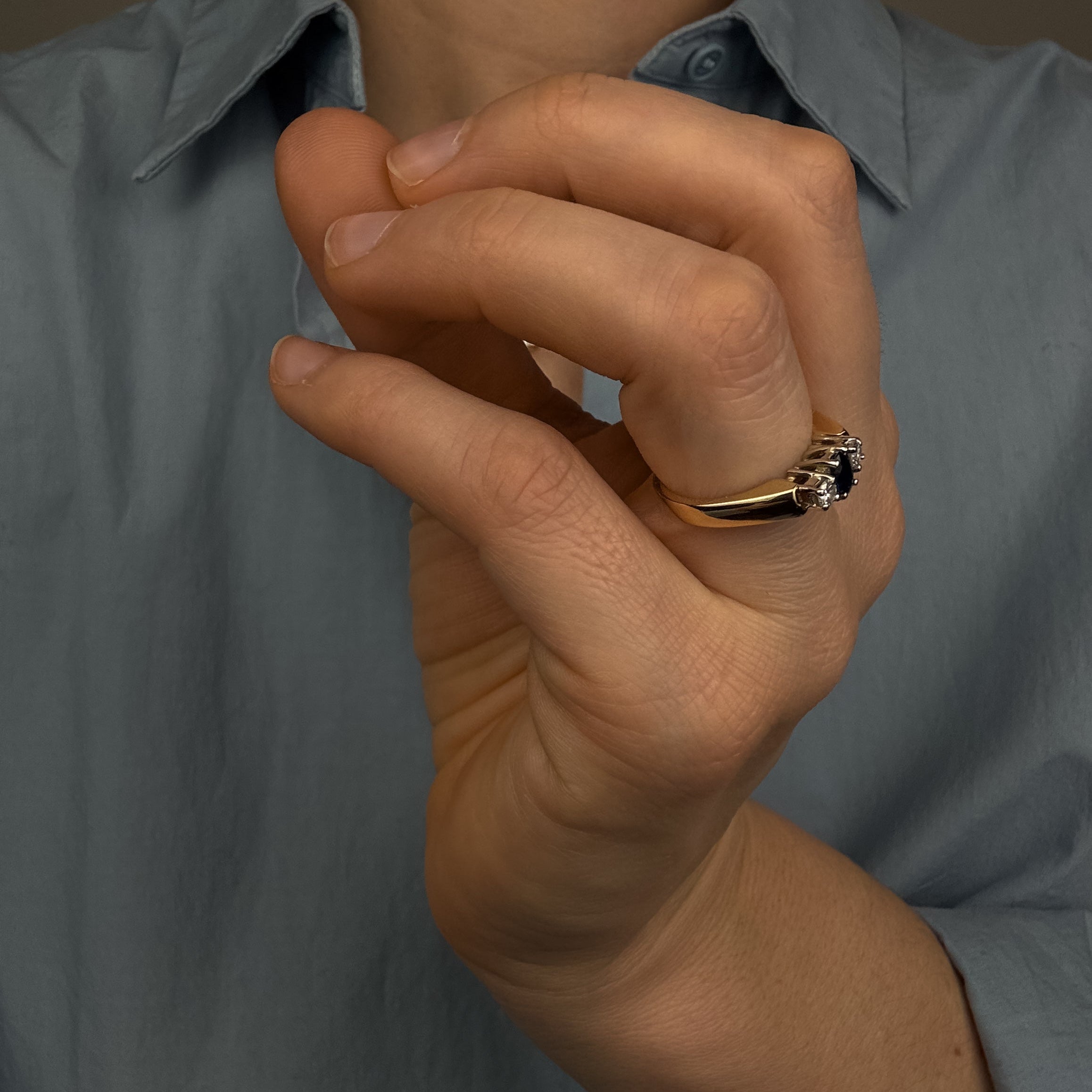 Sapphire and Diamond Trilogy Ring