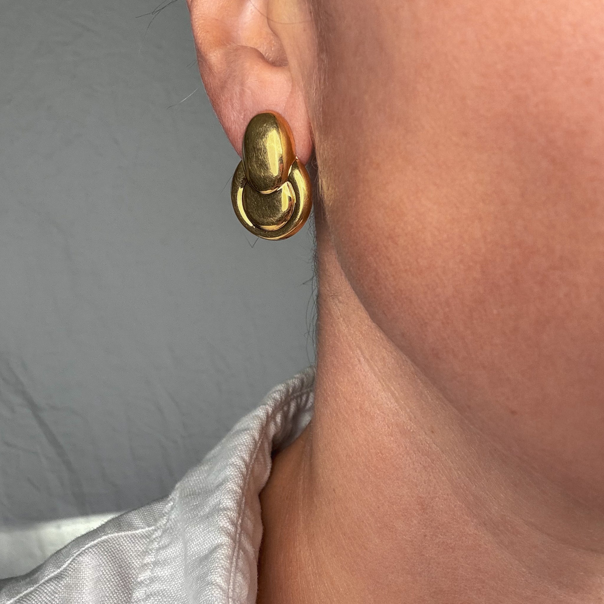 Retro Gold Door Knocker Stud Earrings