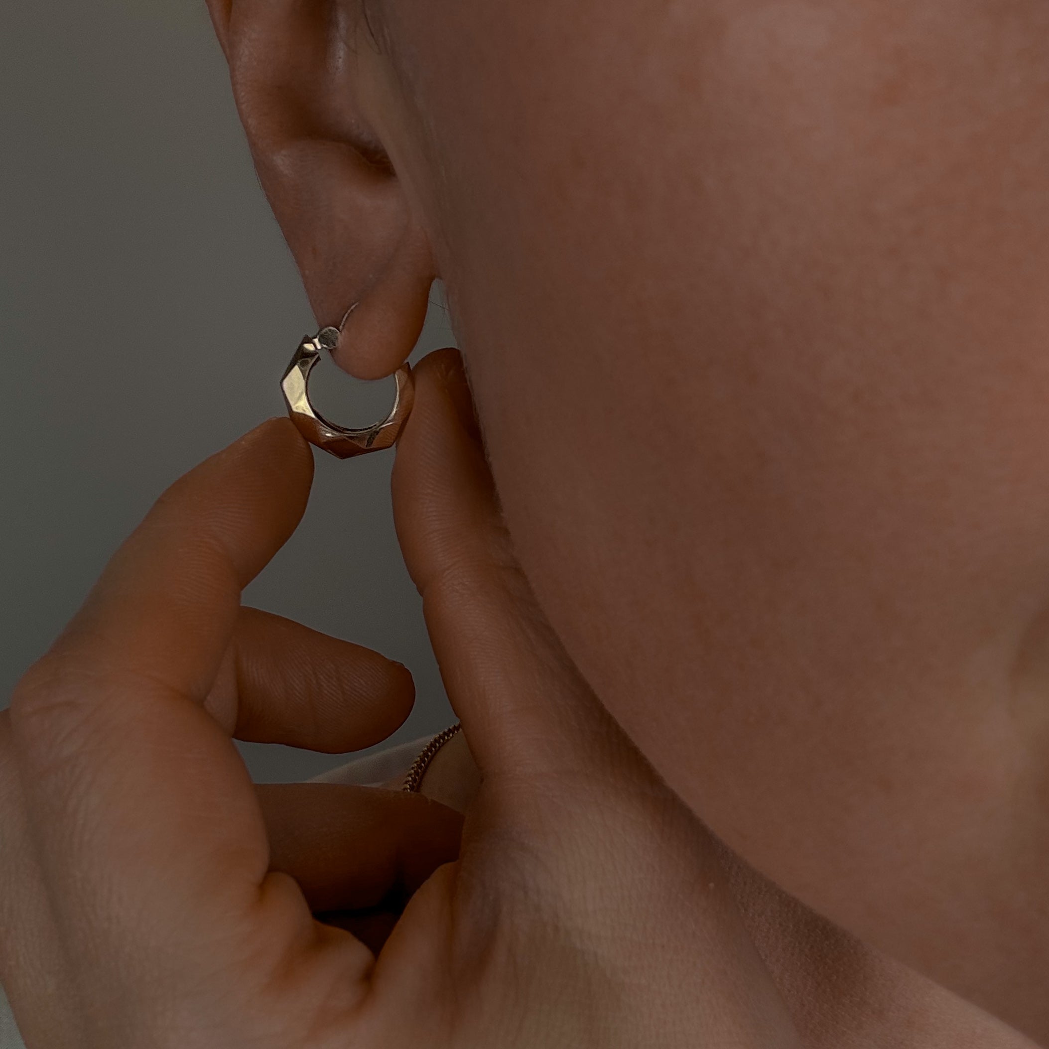 Geometric Gold Drop Hoop Earrings