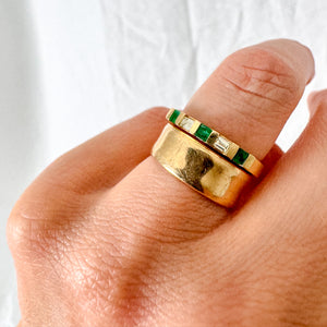 Baguette-Cut Emerald and Diamond Band