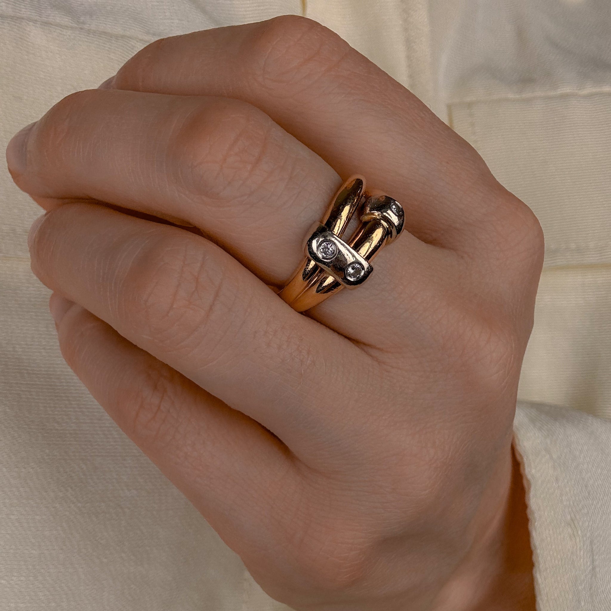 Chunky Diamond Bypass Gold Ring