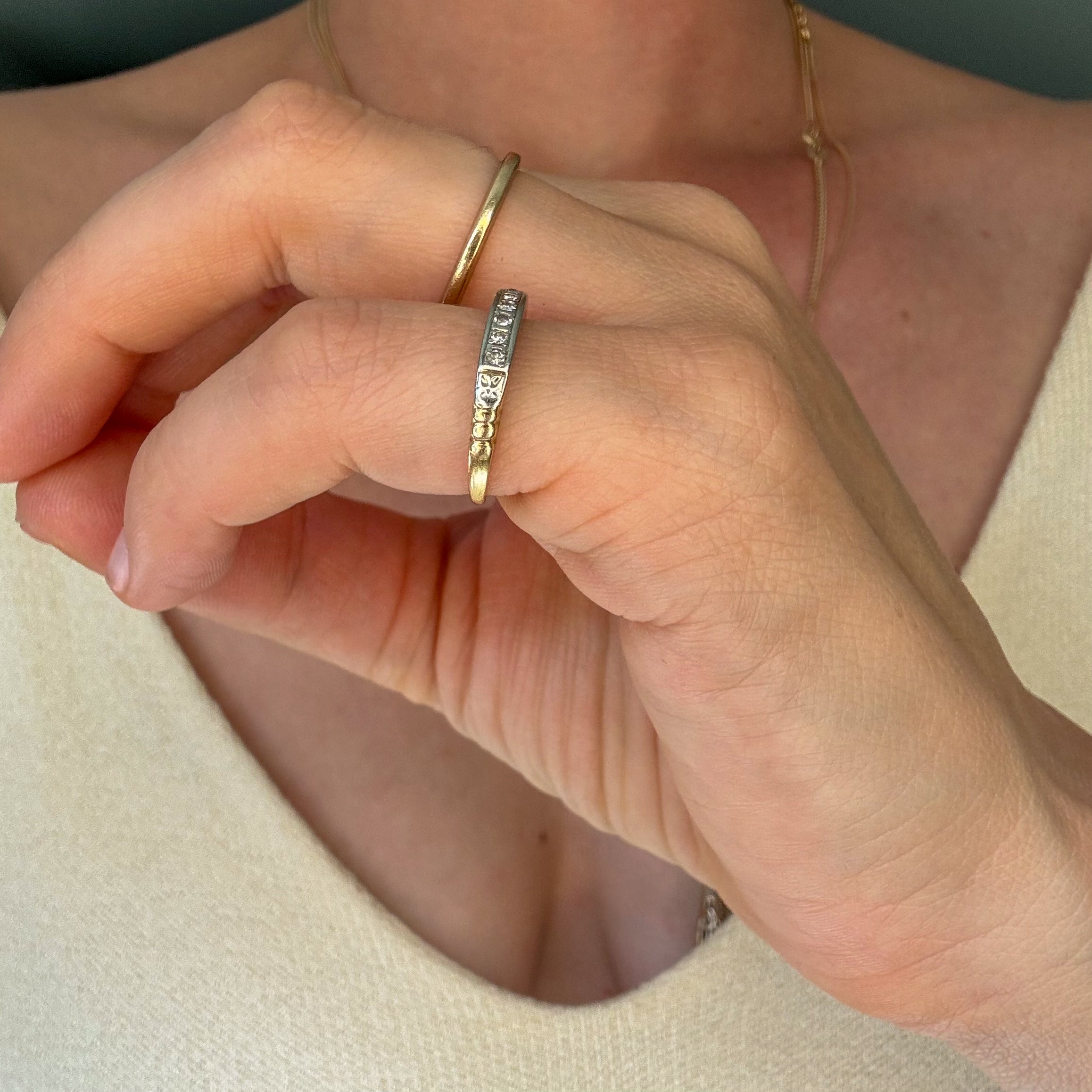 6 Diamond Two-Toned Gold Band