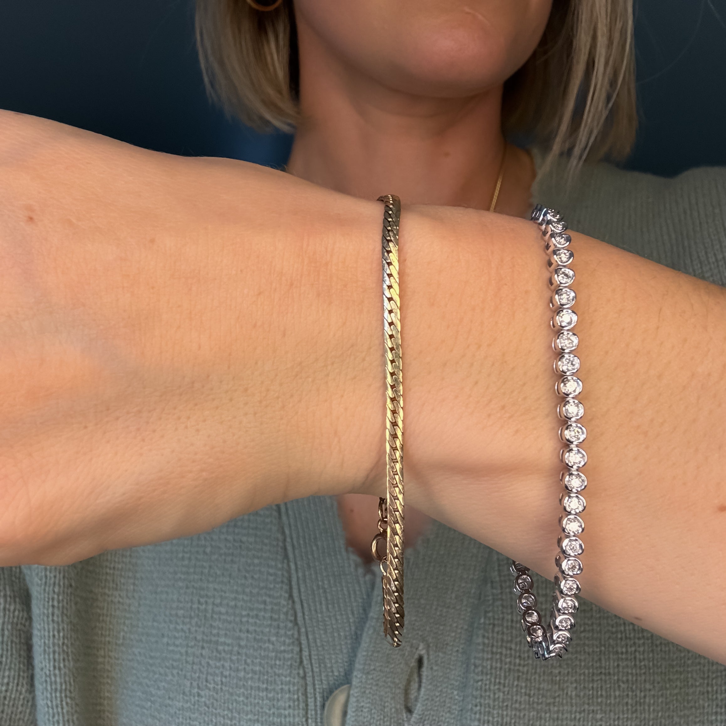vintage 7.5" Herringbone Chain Bracelet