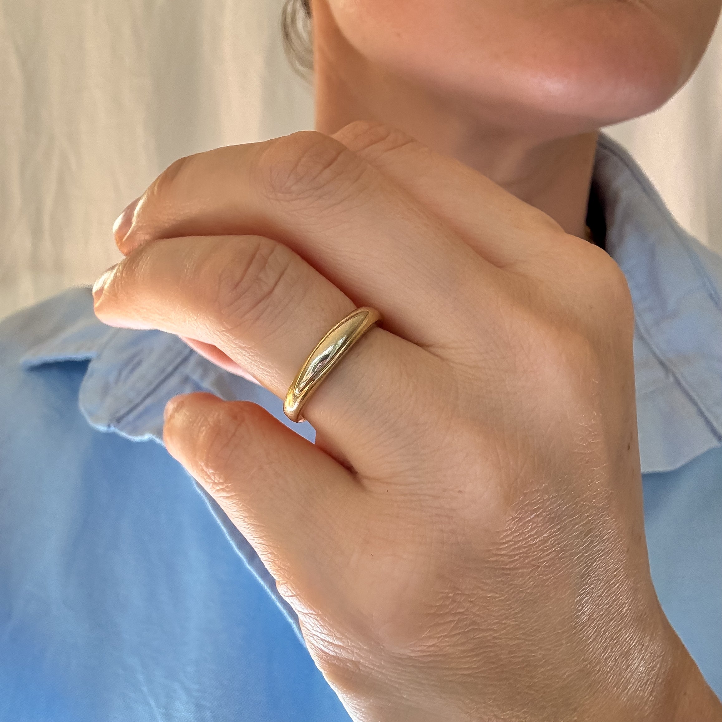 3.7 mm Two-Toned Domed Gold Band