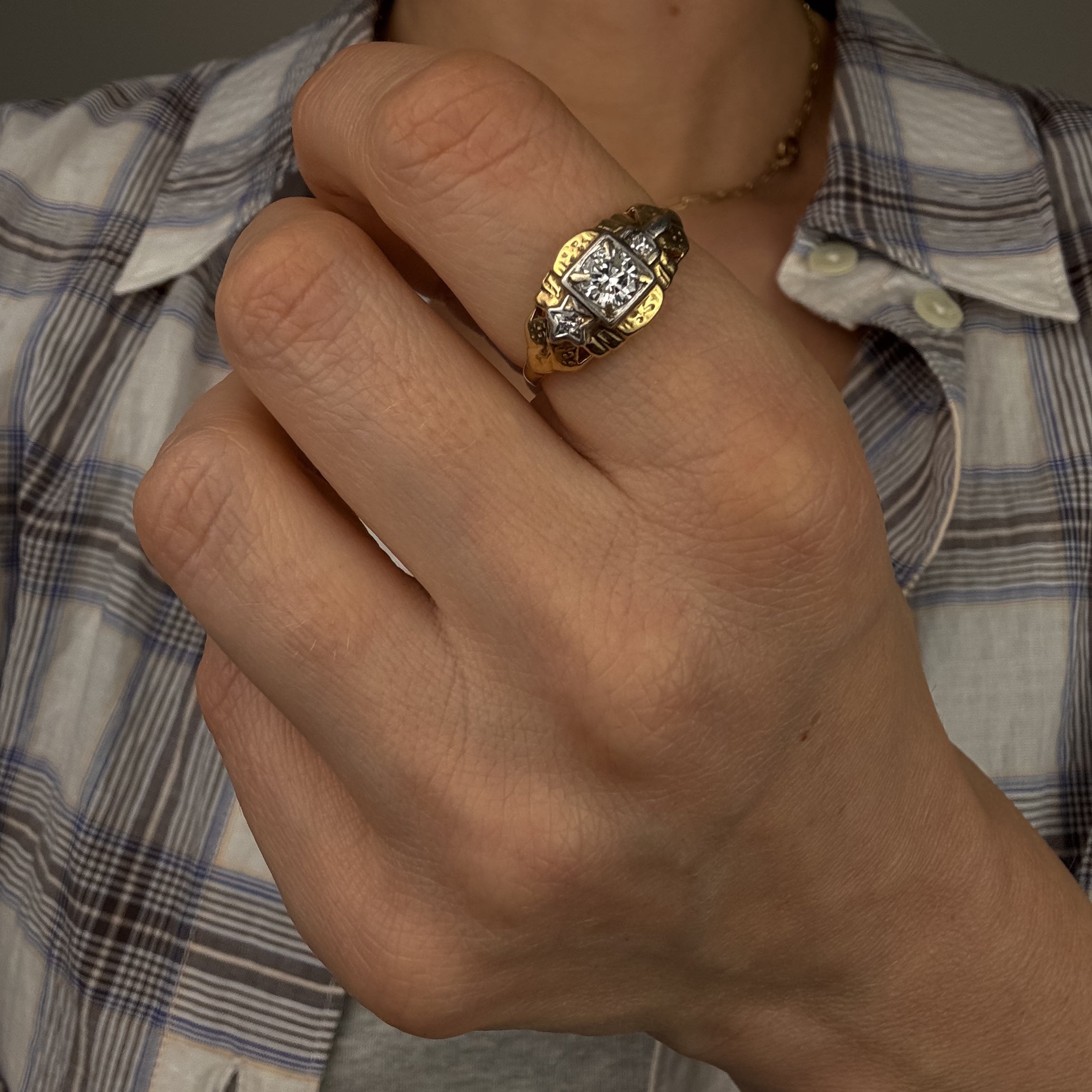 Diamond Star & Square Ring