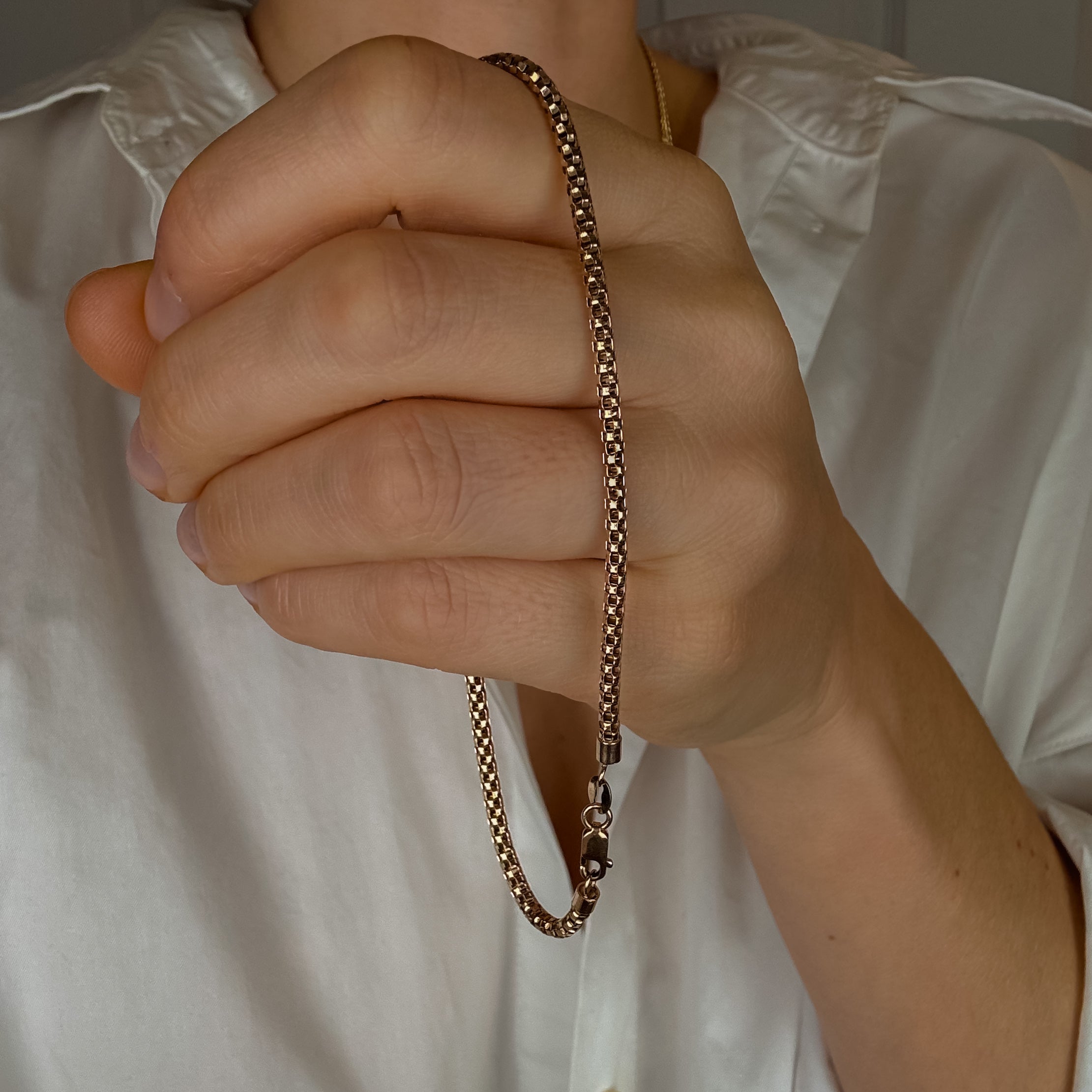 9.5" Tubular Link Gold Anklet
