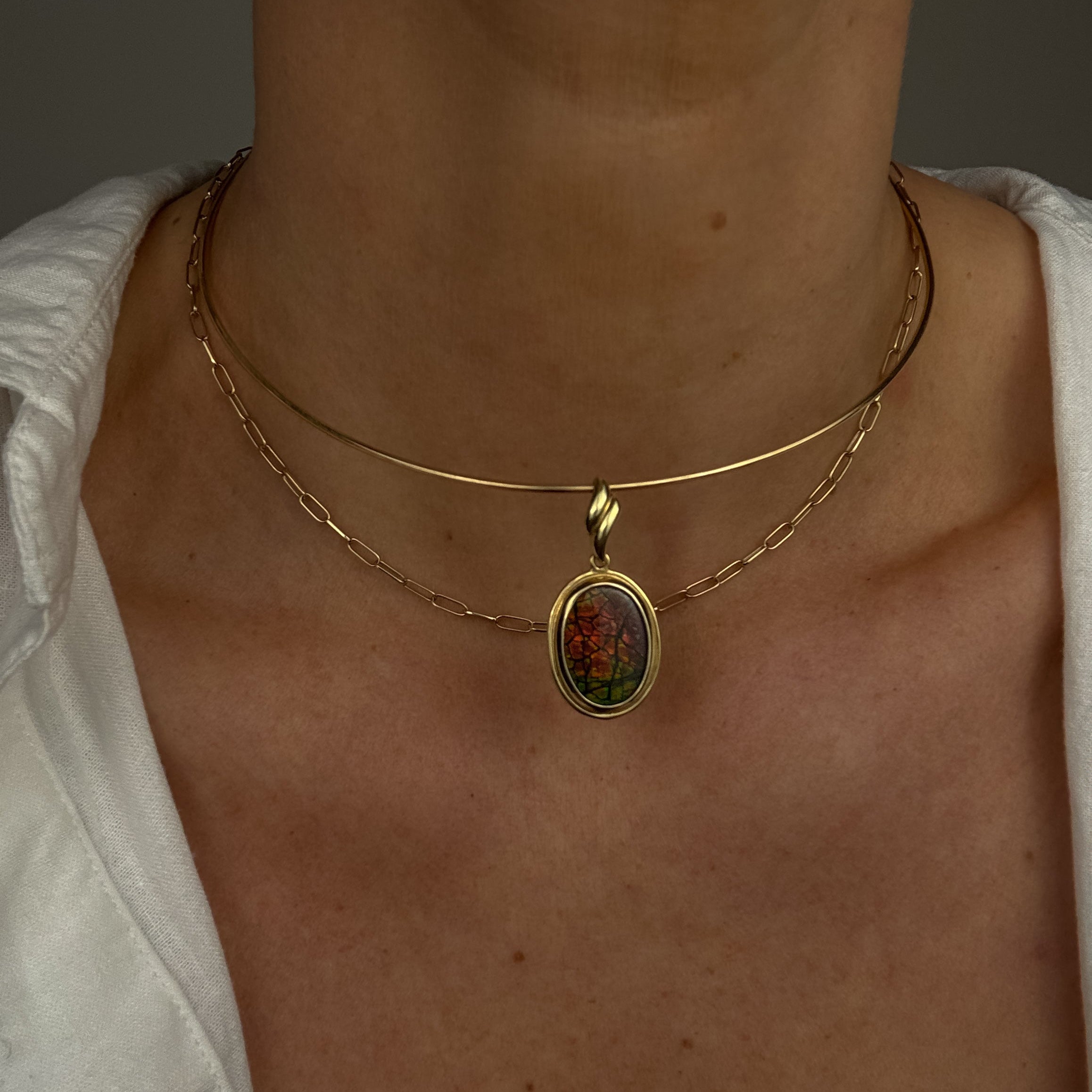 Bezel Set Ammonite Pendant