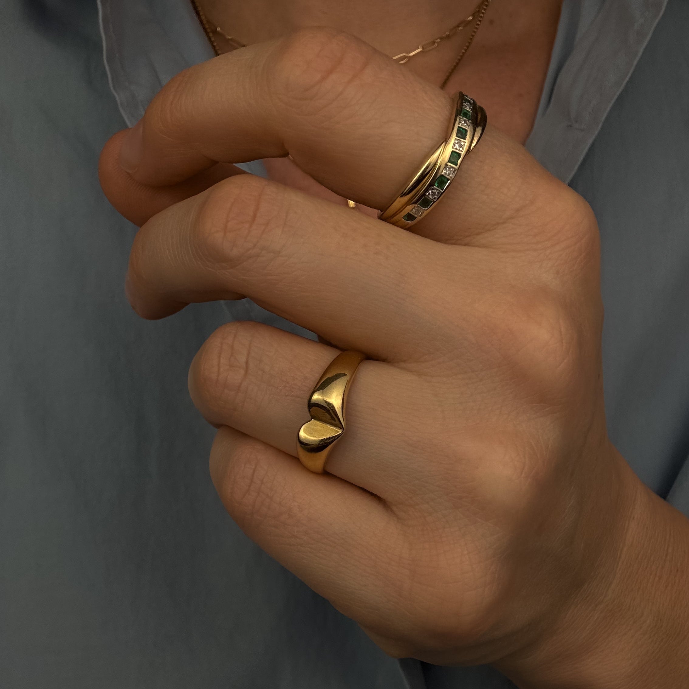 Emerald and Diamond Bypass Ring