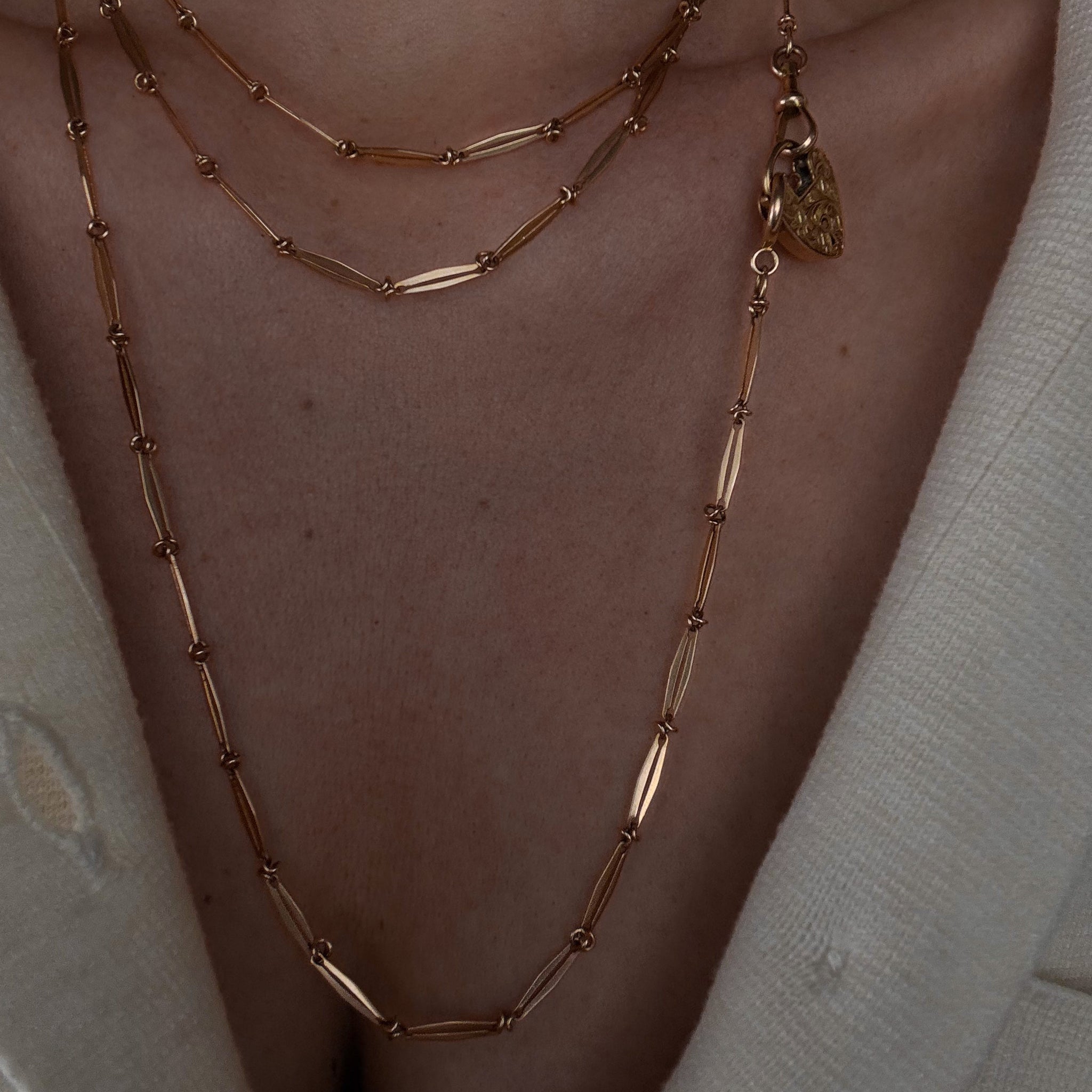 60in Antique Victorian Chain with Heart Clasp