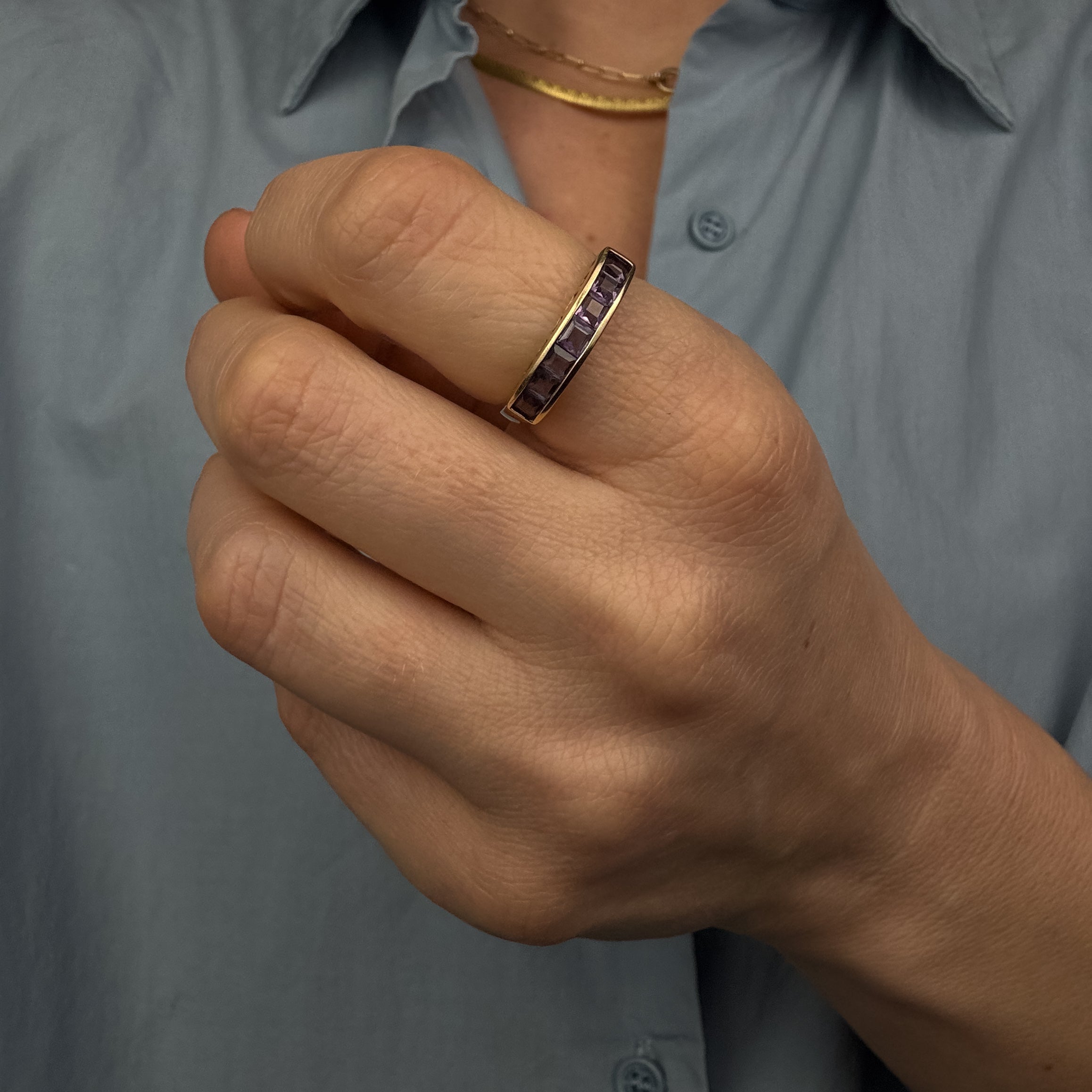 Channel Set Amethyst Ring
