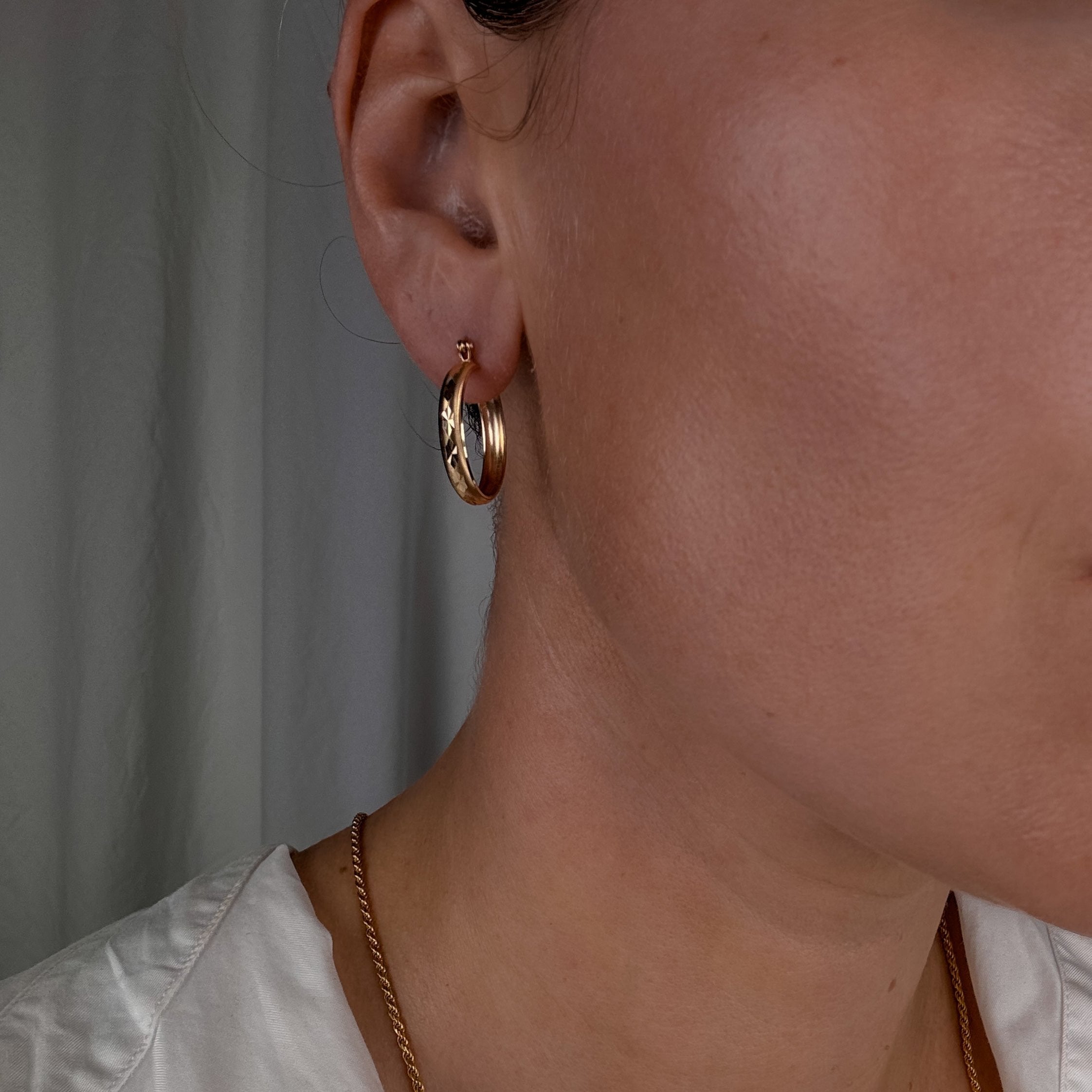 24.1 mm Etched Gold Hoops
