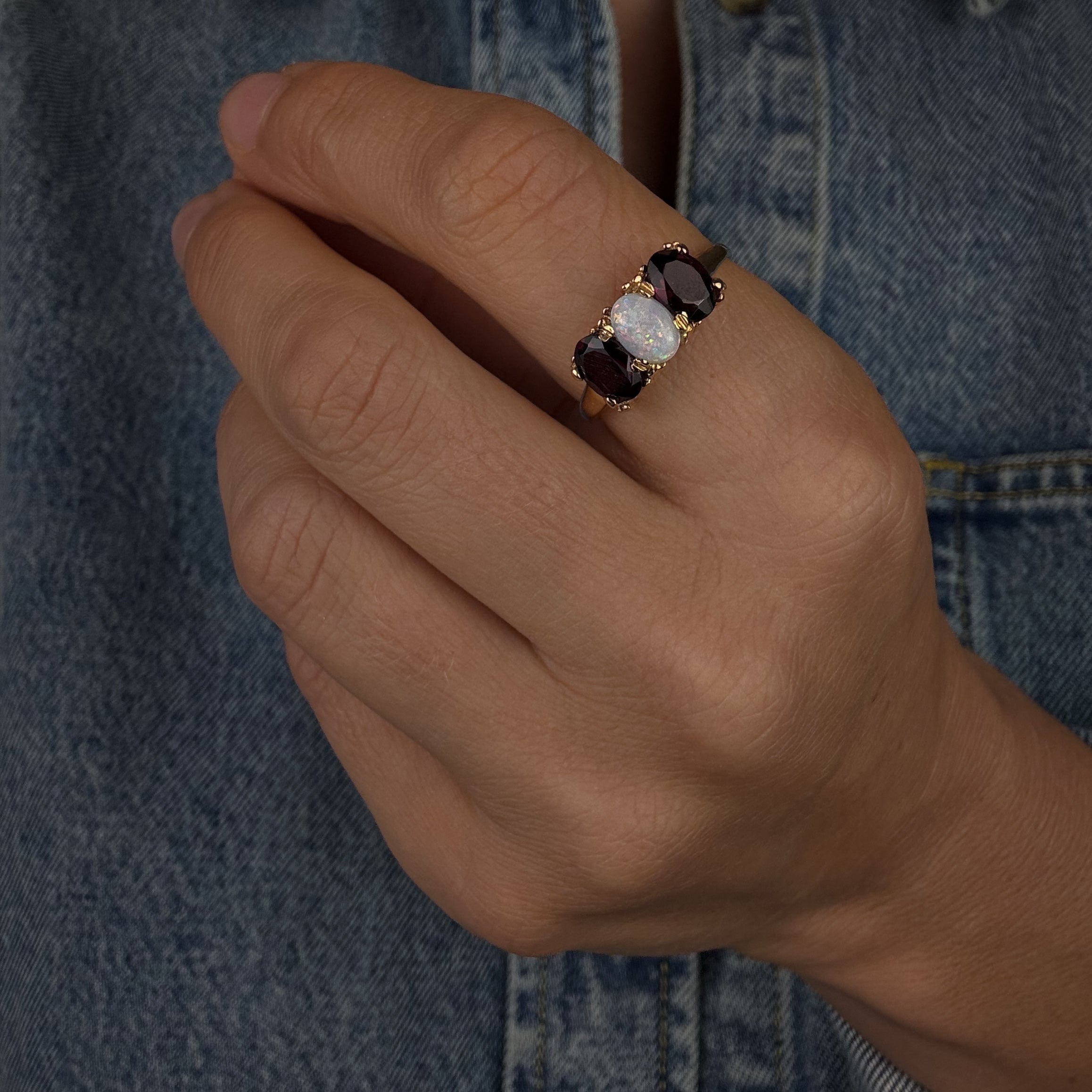 Garnet and Opal Trilogy Ring