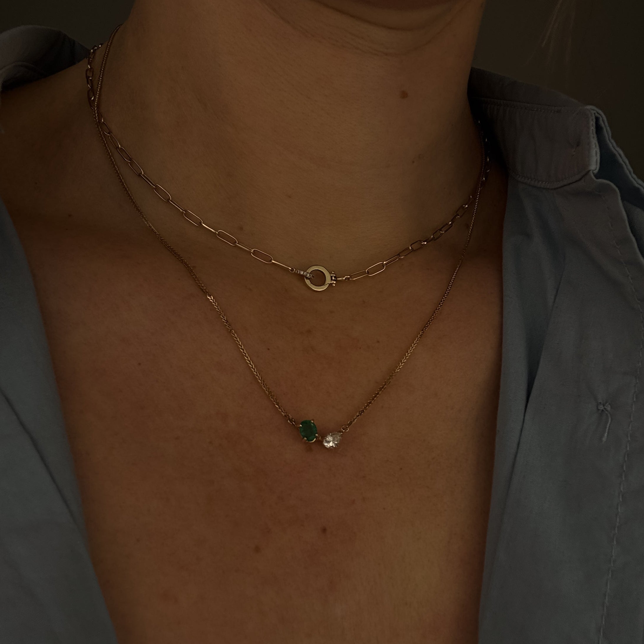 Emerald and Diamond Moi & Toi Conversion Necklace