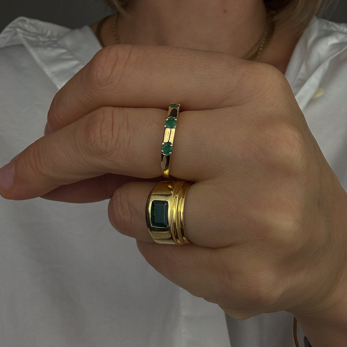3 Emerald Ring