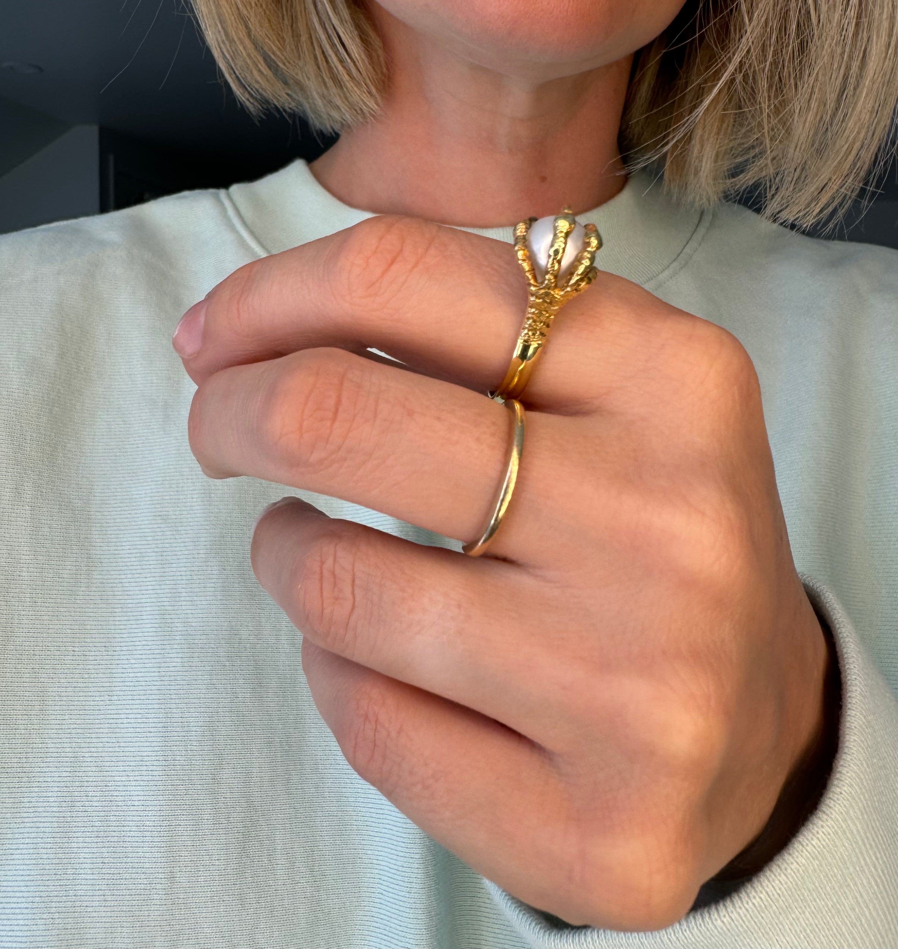 Antique Victorian Talon Claw Pearl Ring