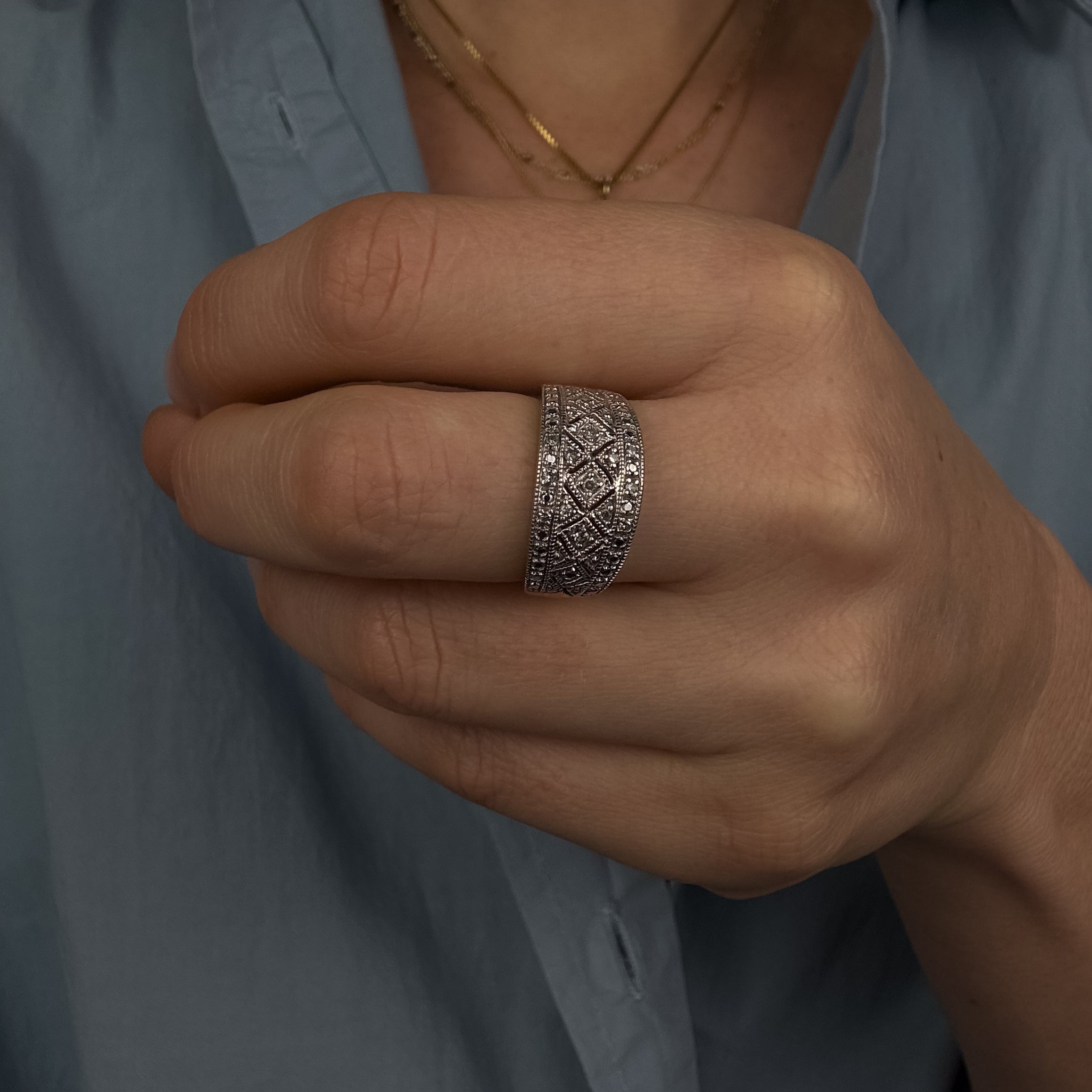 Art Deco Geometric Diamond Band