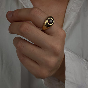 Flush Set Garnet Signet