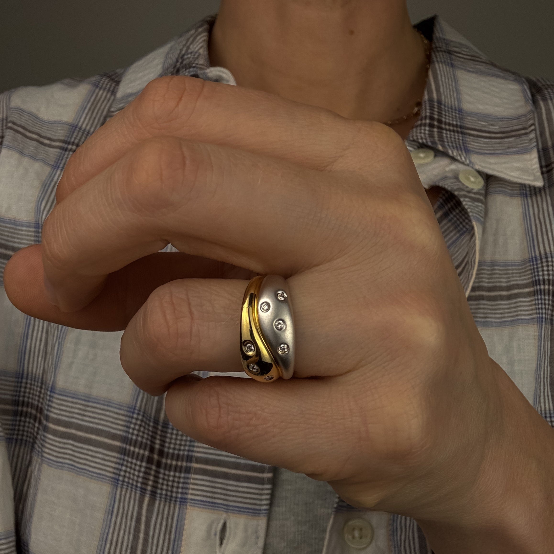 Two-Tone Diamond Bypass Ring