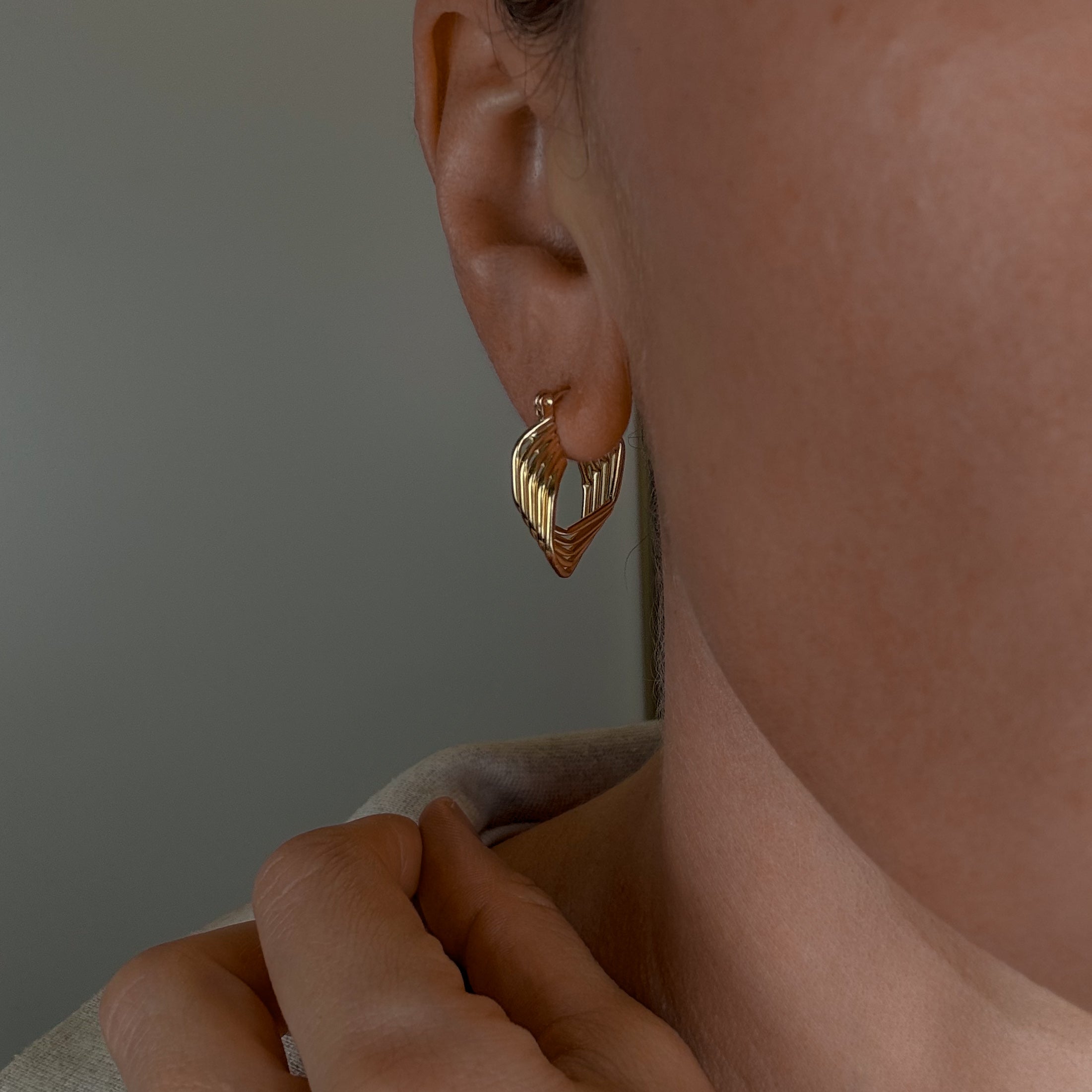 23.8 mm Multi Hexagonal Gold Hoop Earrings