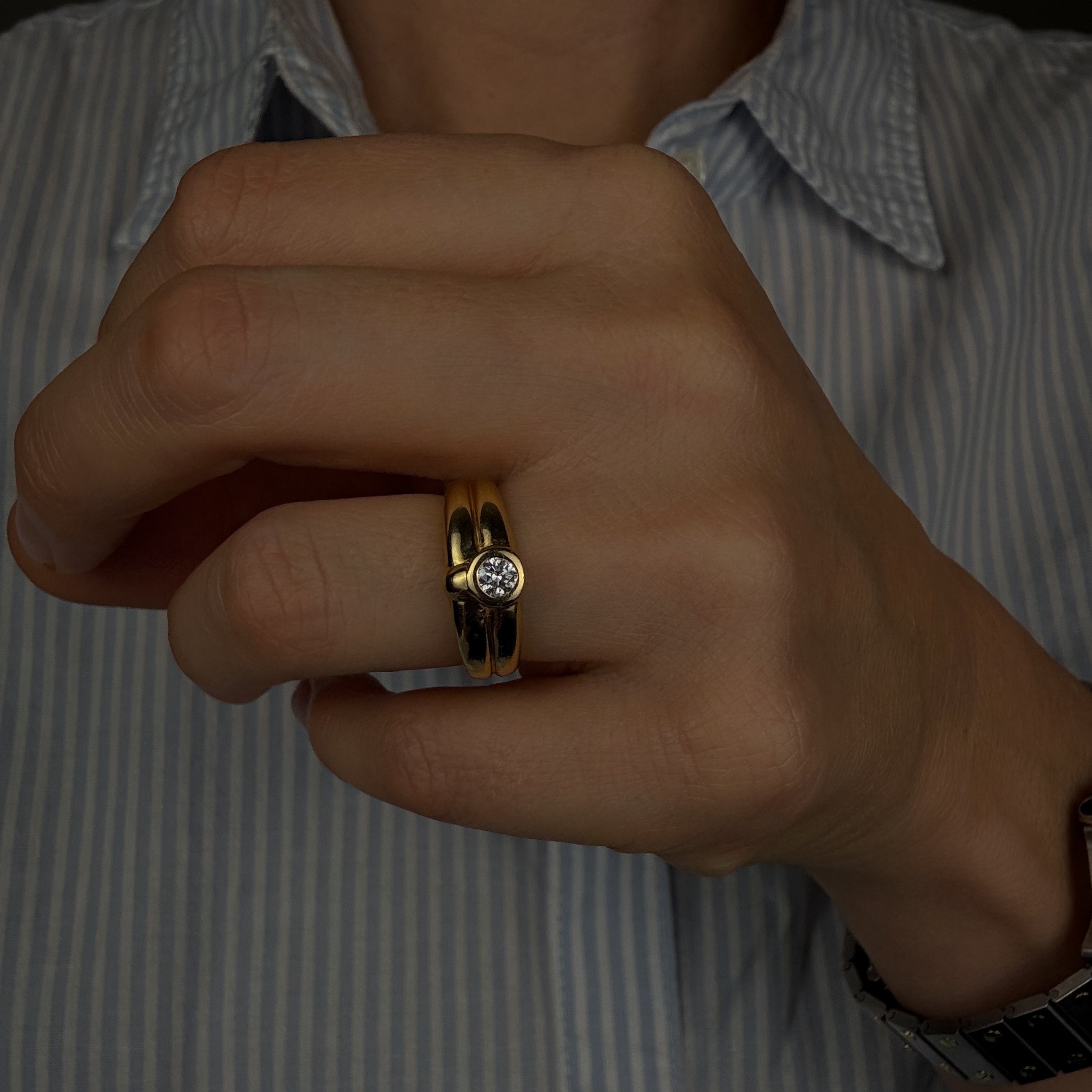 Bezel Set Diamond Double Band