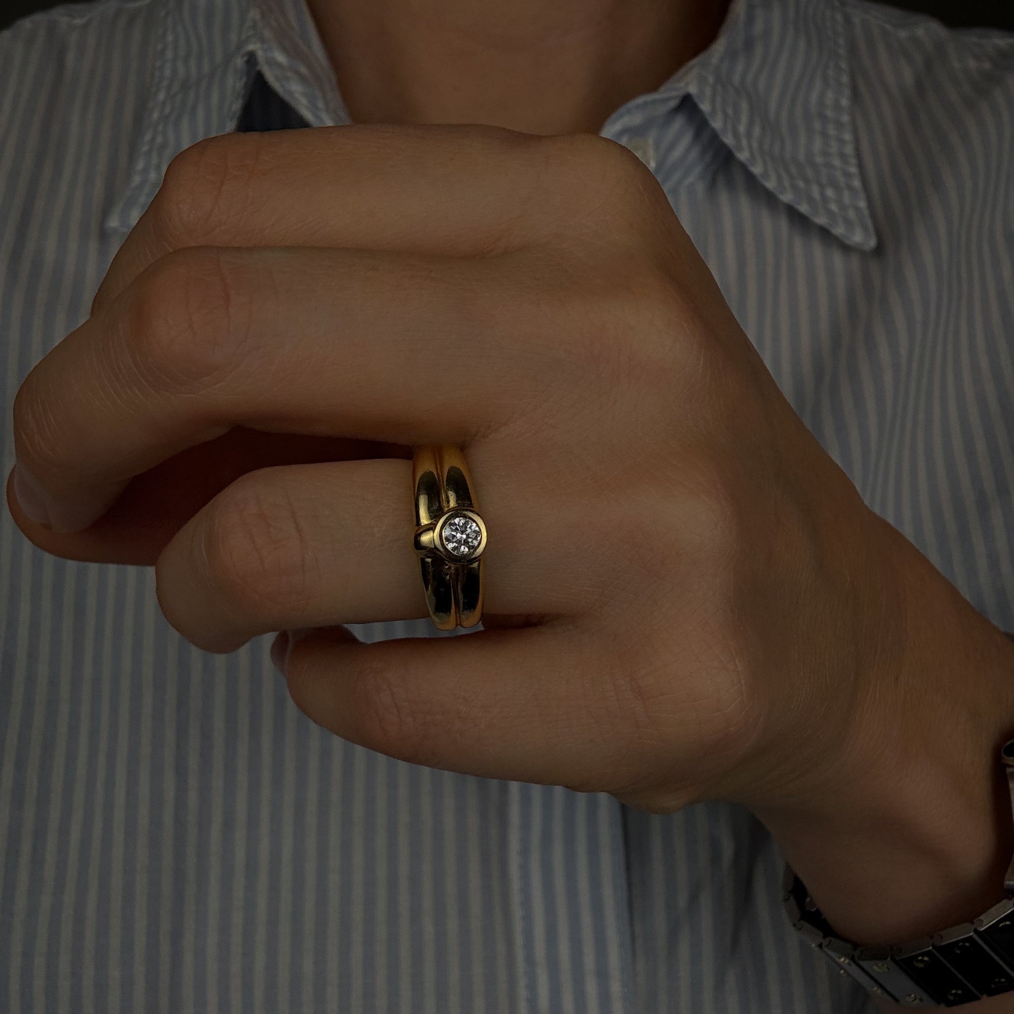 Bezel Set Diamond Double Band