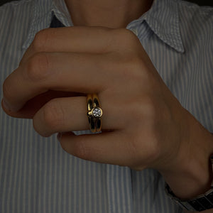 Bezel Set Diamond Double Band