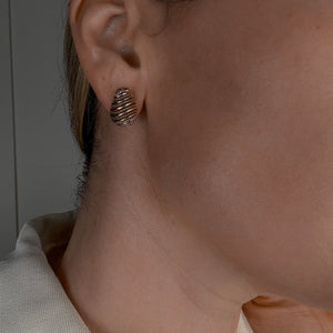 Alternating Chain Two-Tone Gold Hoop Earrings