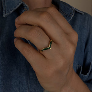 Emerald Wishbone Ring