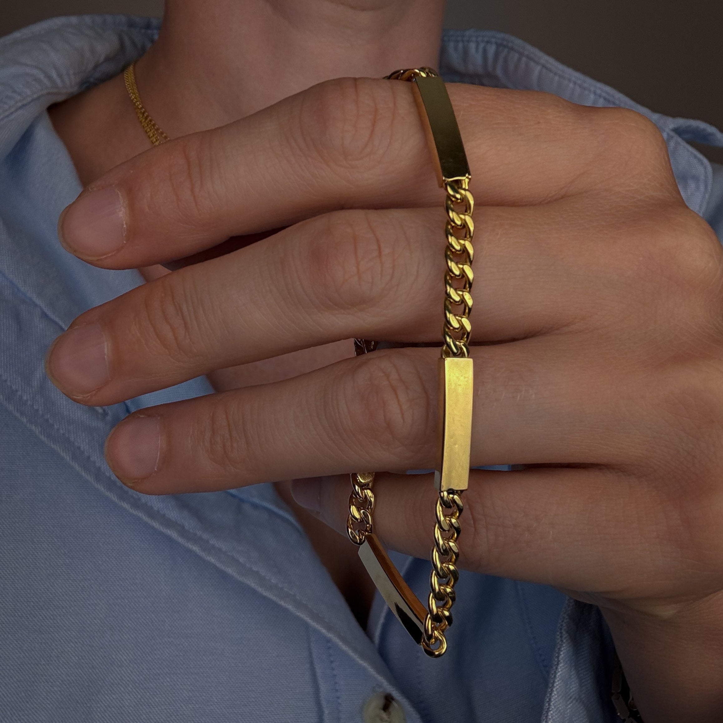 7.25" Curb and Bar Bracelet