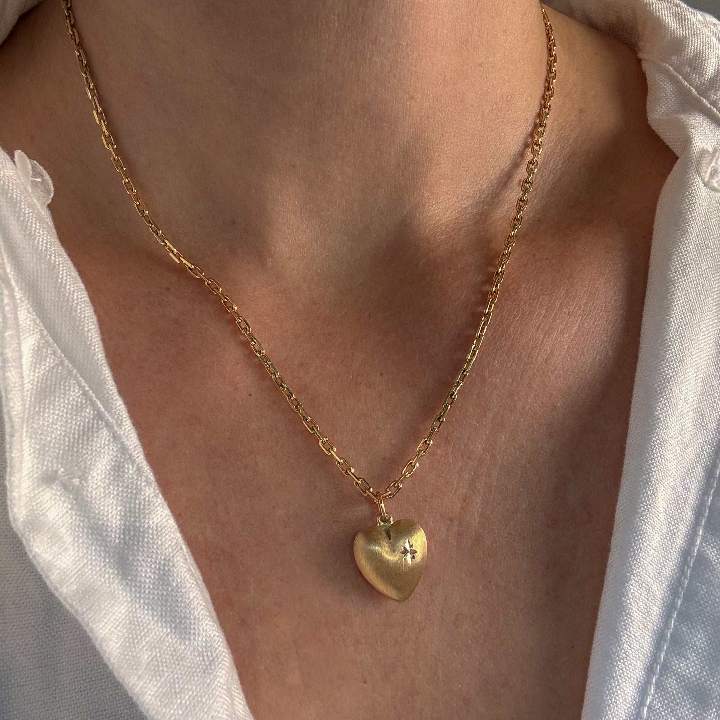 Brushed Heart Pendant with Laser Cut Detail